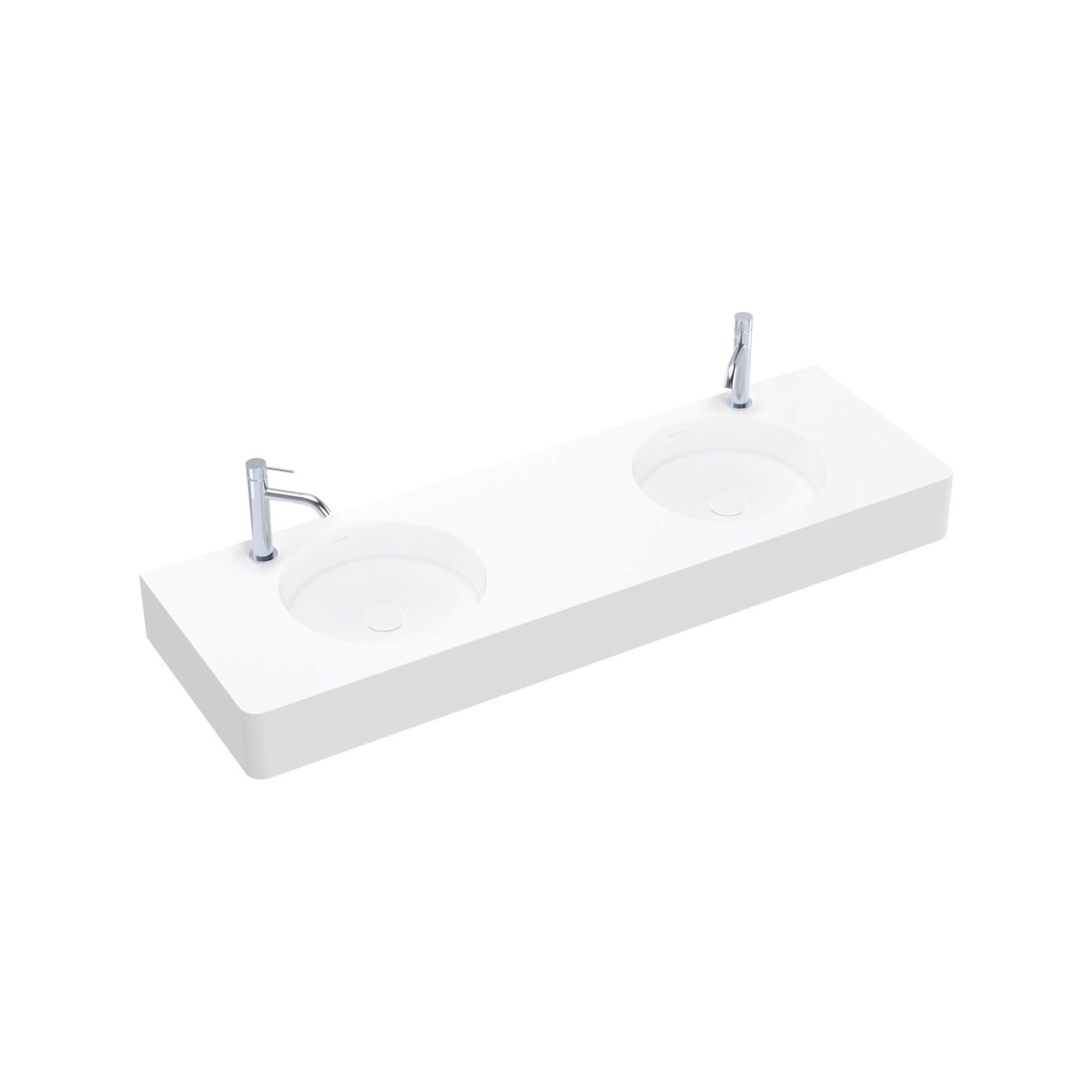 FIENZA ENCANTO SOLID SURFACE WALL HUNG BASIN WITH TAPHOLE MATTE WHITE 1400MM