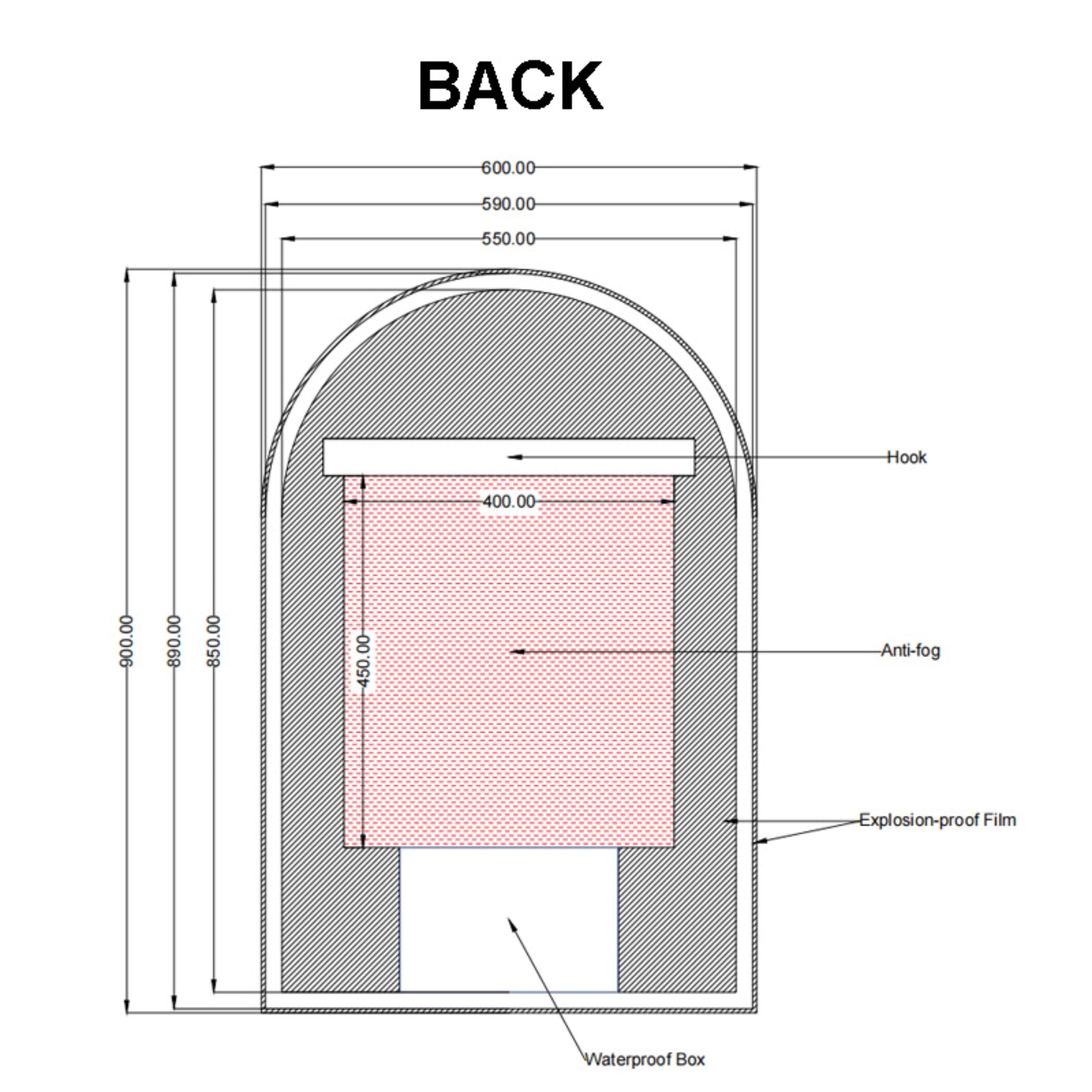 AQUAPERLA ARCHED FRAMED BACK-LIT LED MIRROR BLACK 600X900MM