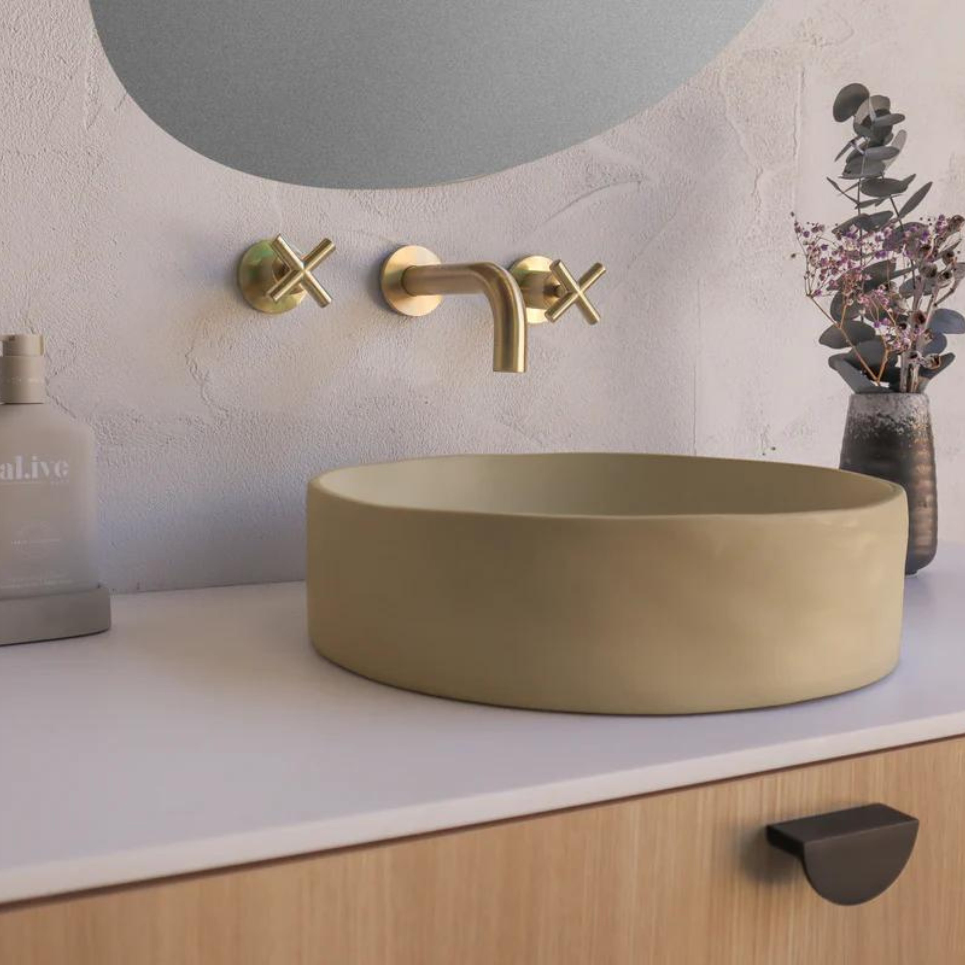 NOOD CO CONSCIOUS RANGE SLIP ABOVE COUNTER / WALL HUNG BASIN SAND 380MM