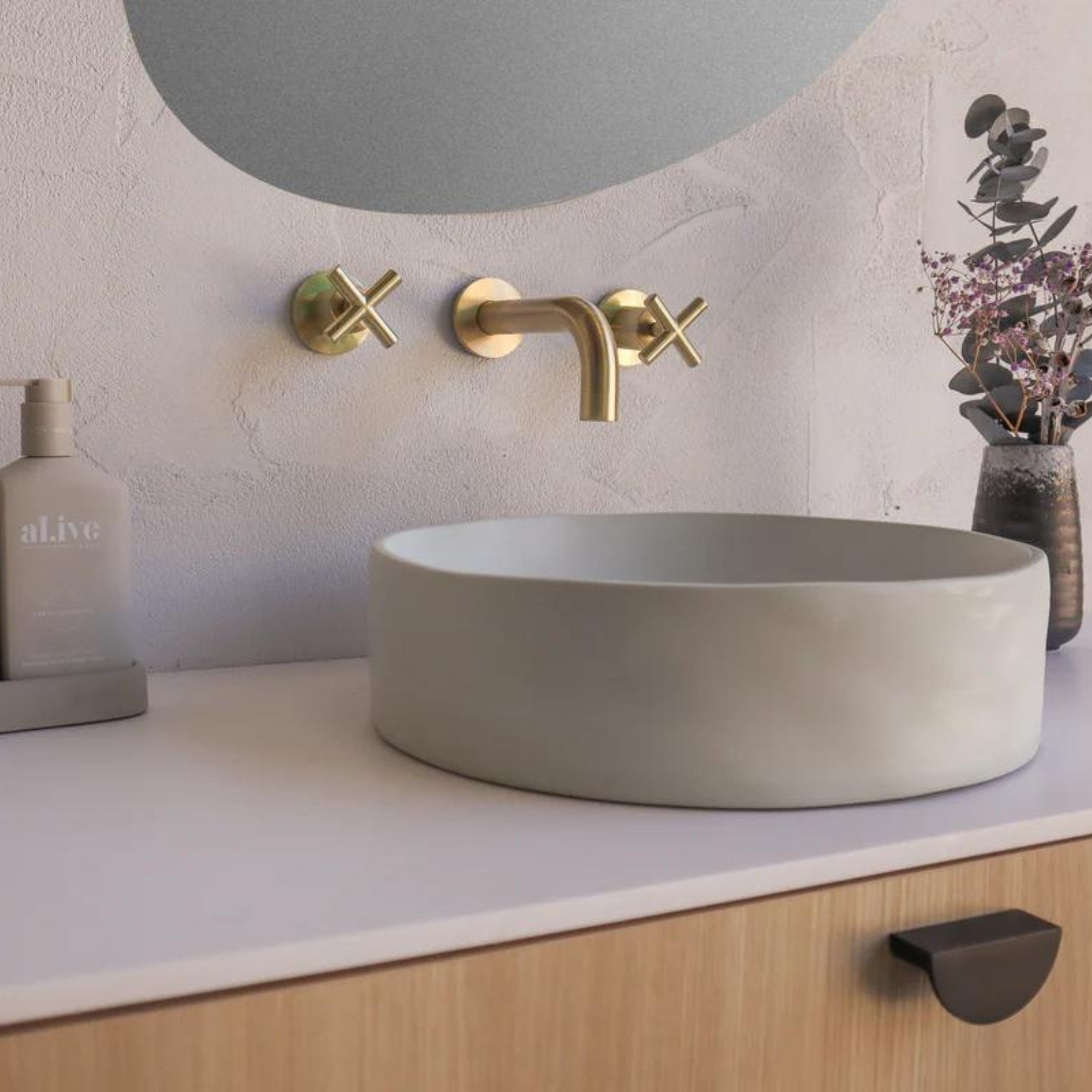 NOOD CO CONSCIOUS RANGE SLIP ABOVE COUNTER / WALL HUNG BASIN CLOUD 380MM