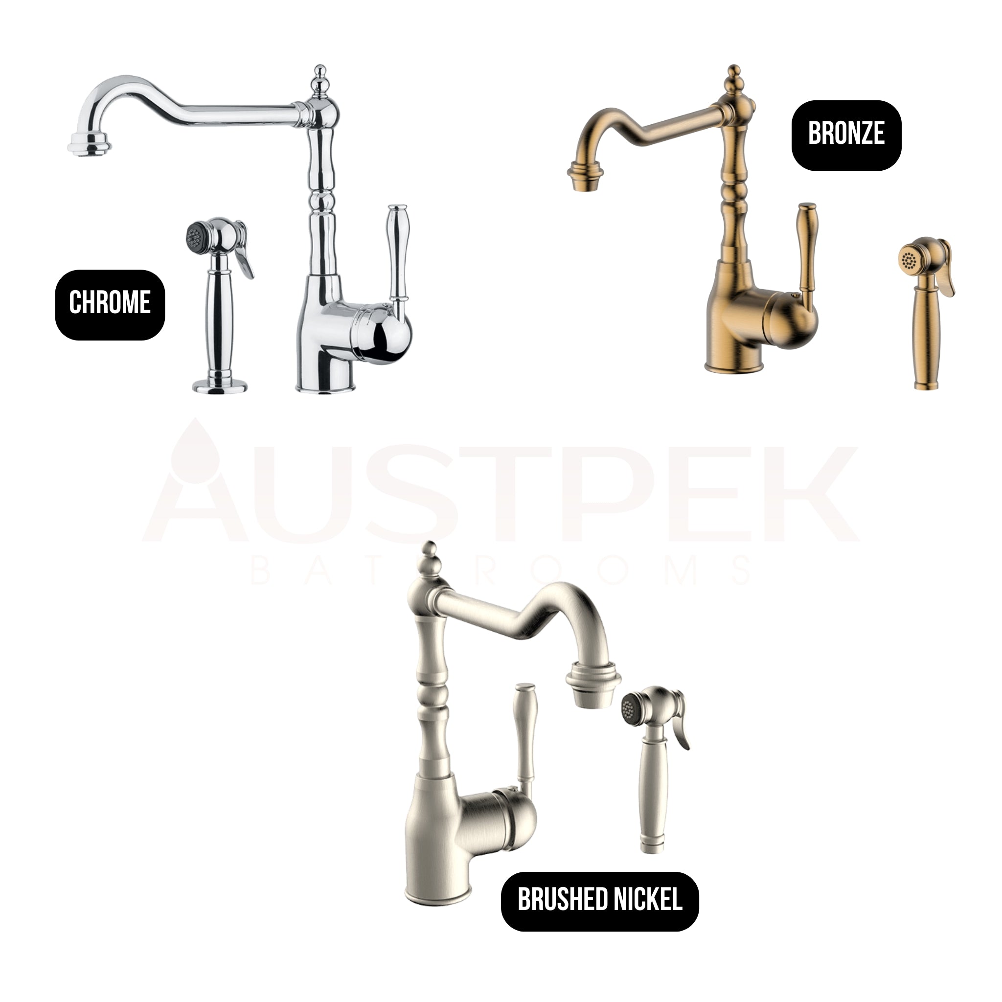 ARMANDO VICARIO PROVINCIAL PULL-OUT SINK MIXER WITH SIDE SPRAY BRONZE