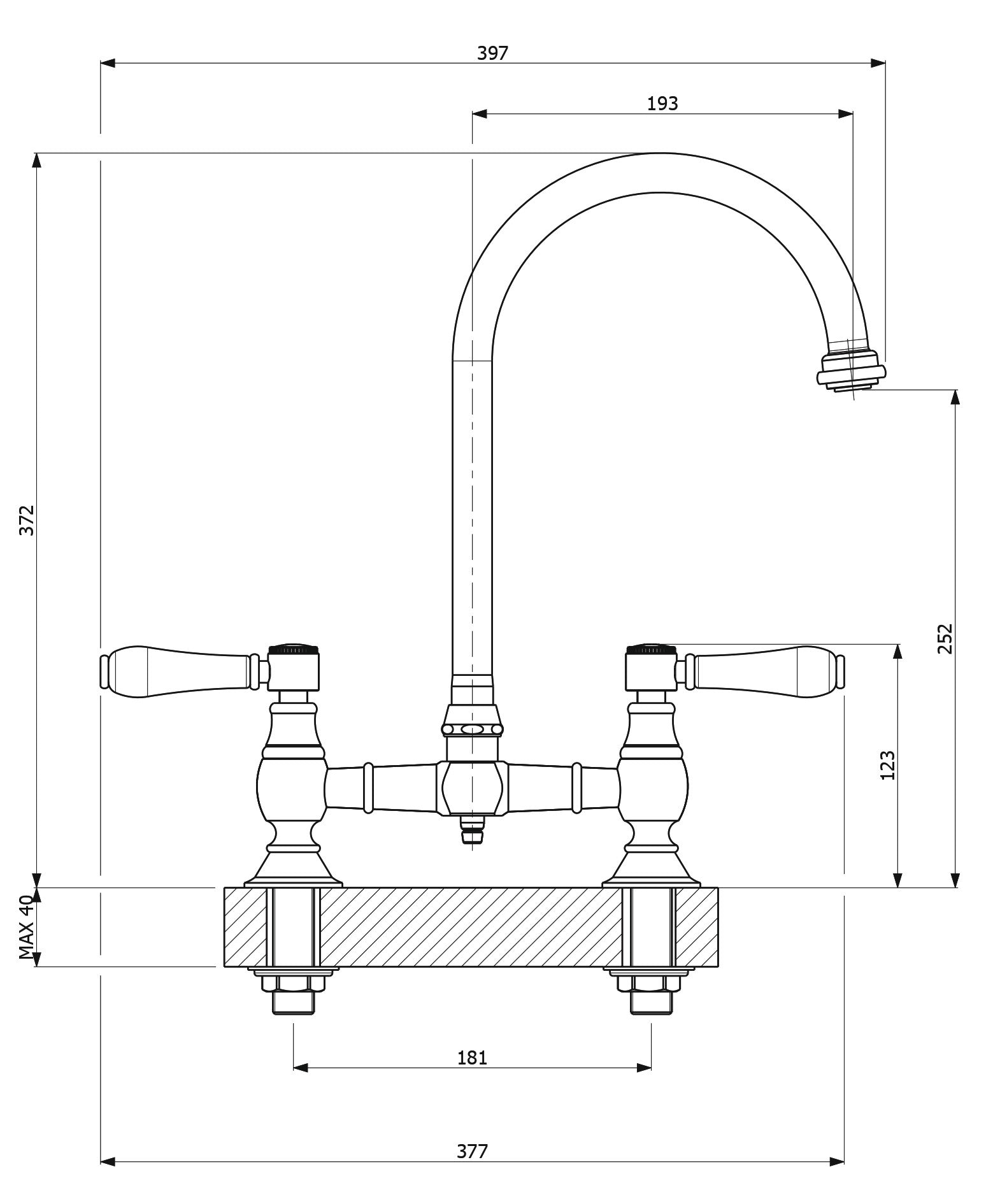 ARMANDO VICARIO PROVINCIAL EXPOSED BREACH SINK MIXER CHROME