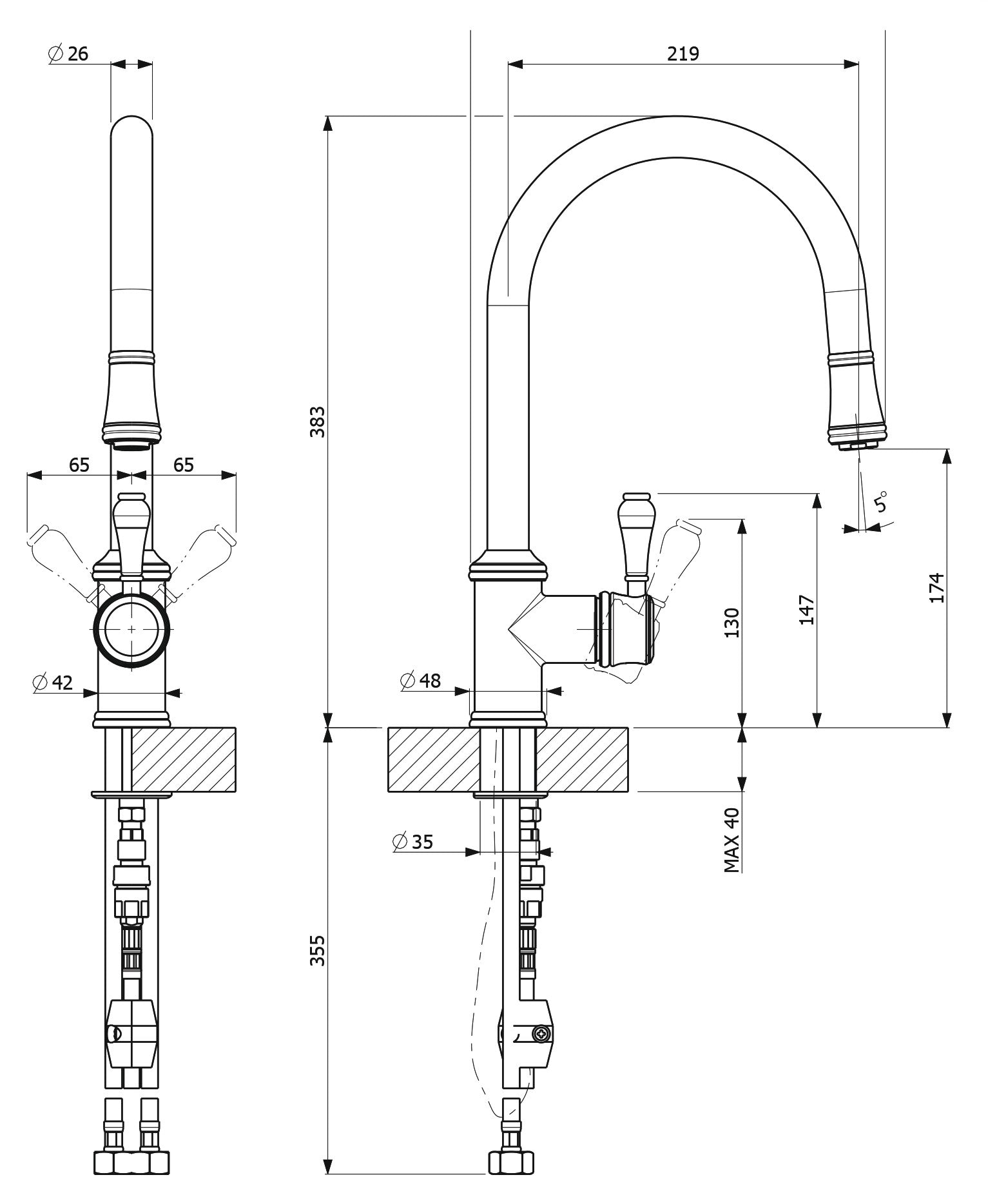 ARMANDO VICARIO PROVINCIAL PULL-OUT SINK MIXER CHROME