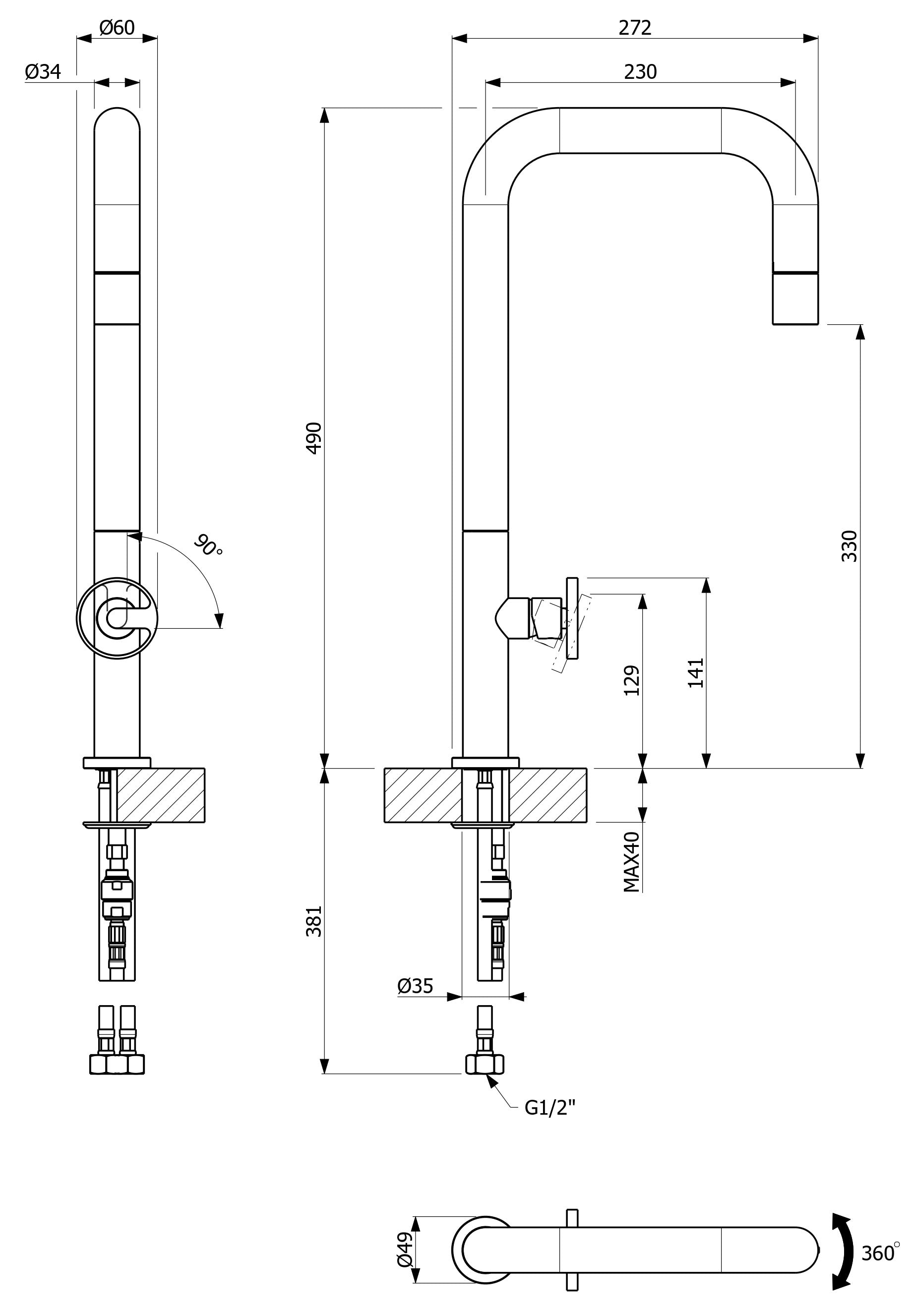 ARMANDO VICARIO PATIO PULL-OUT SINK MIXER STAINLESS STEEL