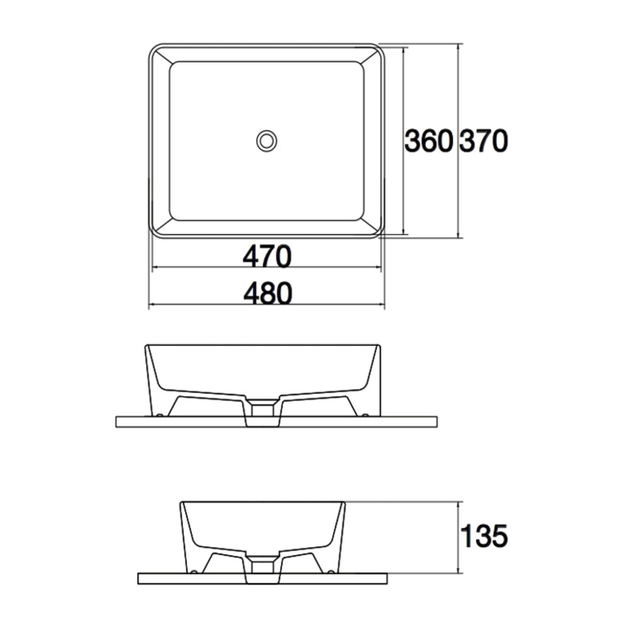 AQUAPERLA ABOVE COUNTER BASIN GLOSS WHITE 480MM