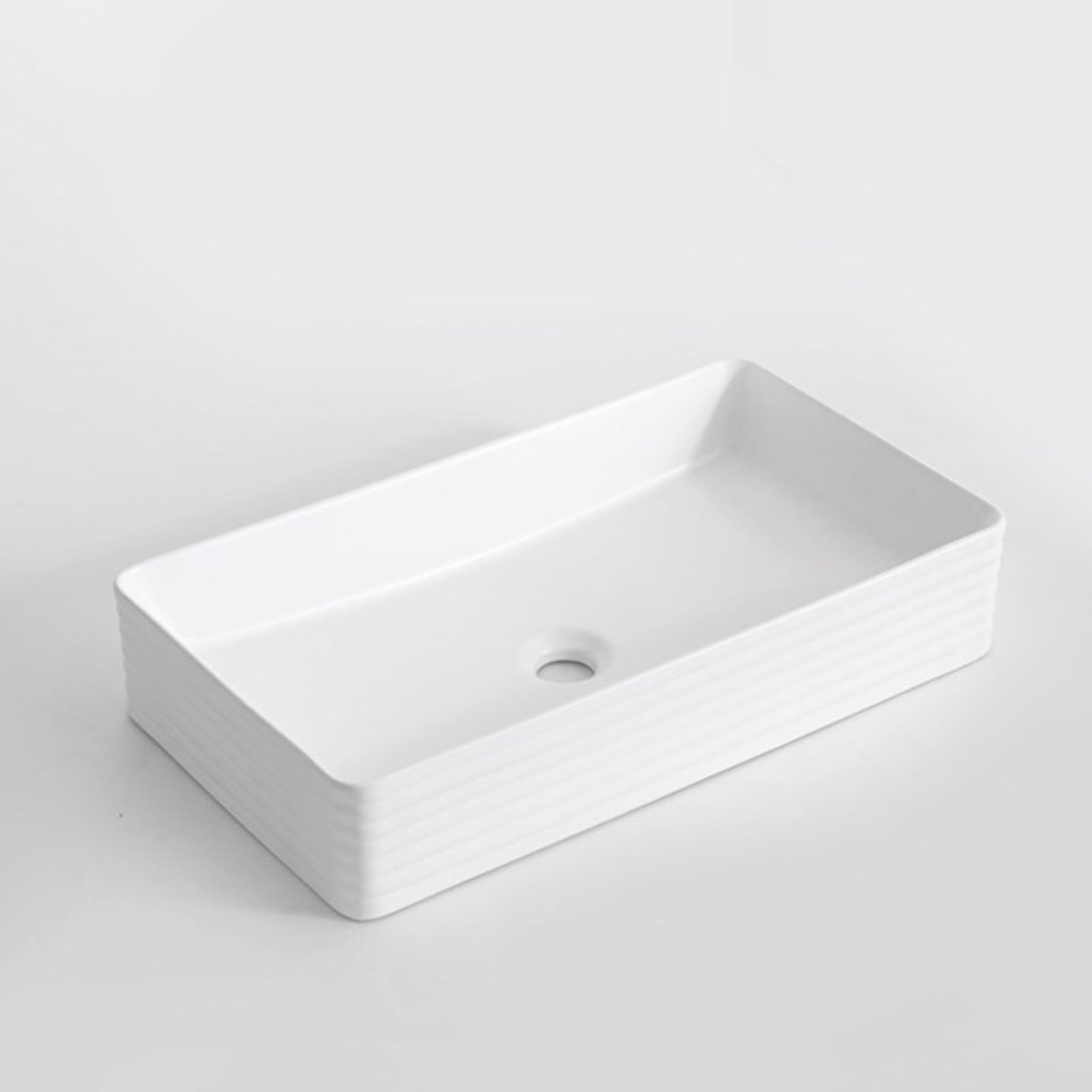 AQUAPERLA FLUTED ABOVE COUNTER BASIN GLOSS WHITE 600MM