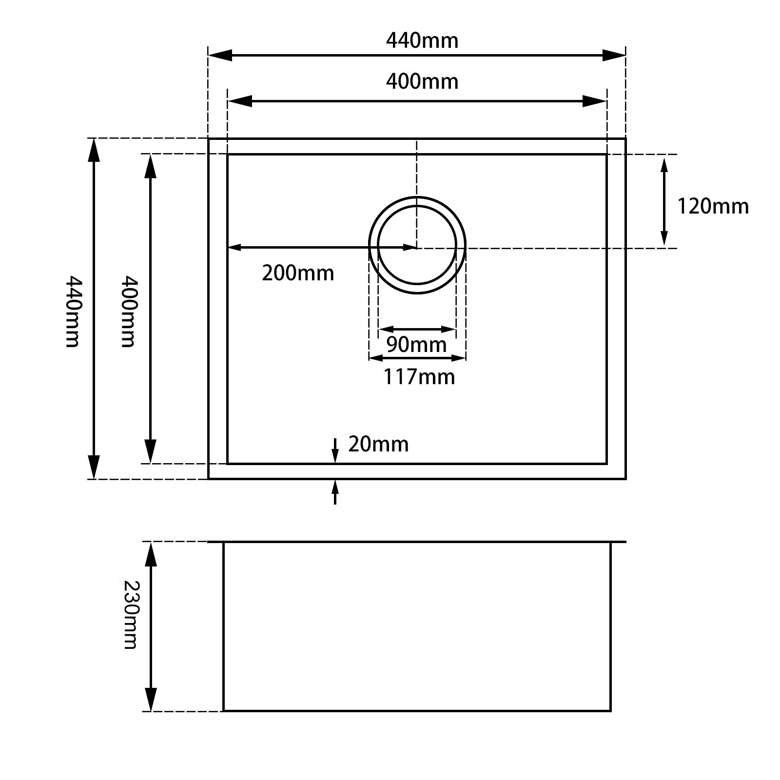 AQUAPERLA STAINLESS STEEL SINGLE BOWL KITCHEN SINK CHROME 440MM