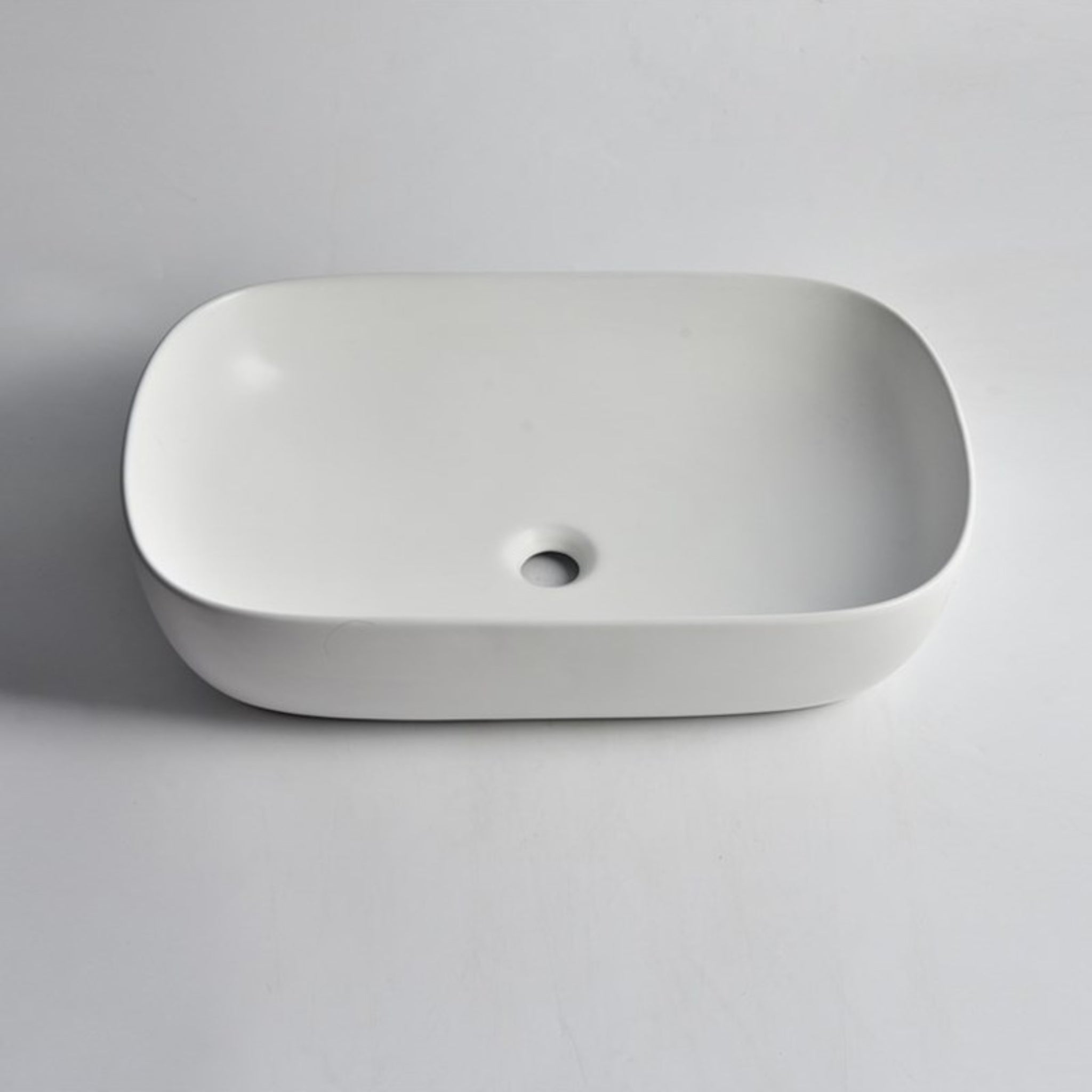 AQUAPERLA CERAMIC OVAL ABOVE COUNTER BASIN MATTE WHITE 600MM