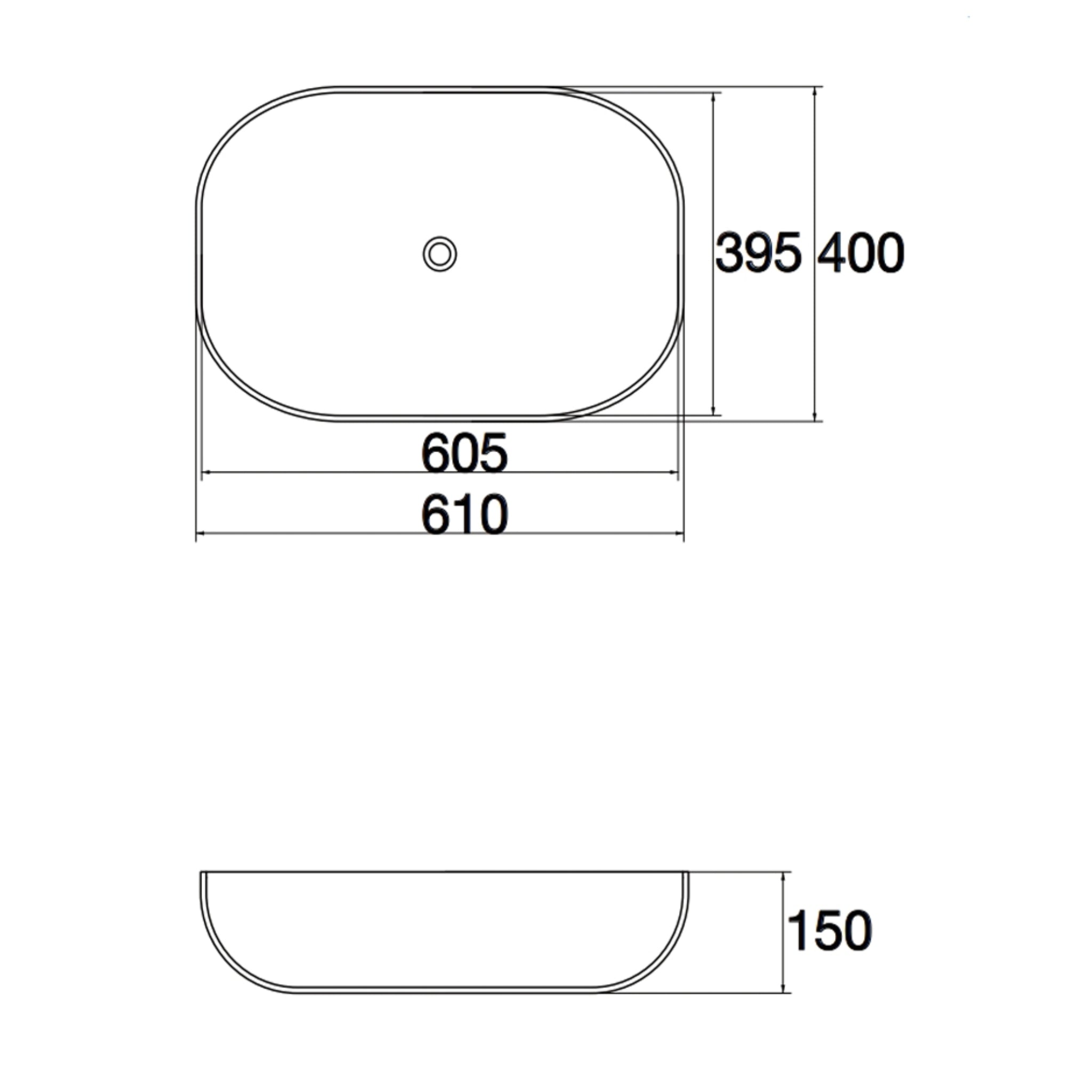 AQUAPERLA CERAMIC OVAL ABOVE COUNTER BASIN MATTE WHITE 600MM