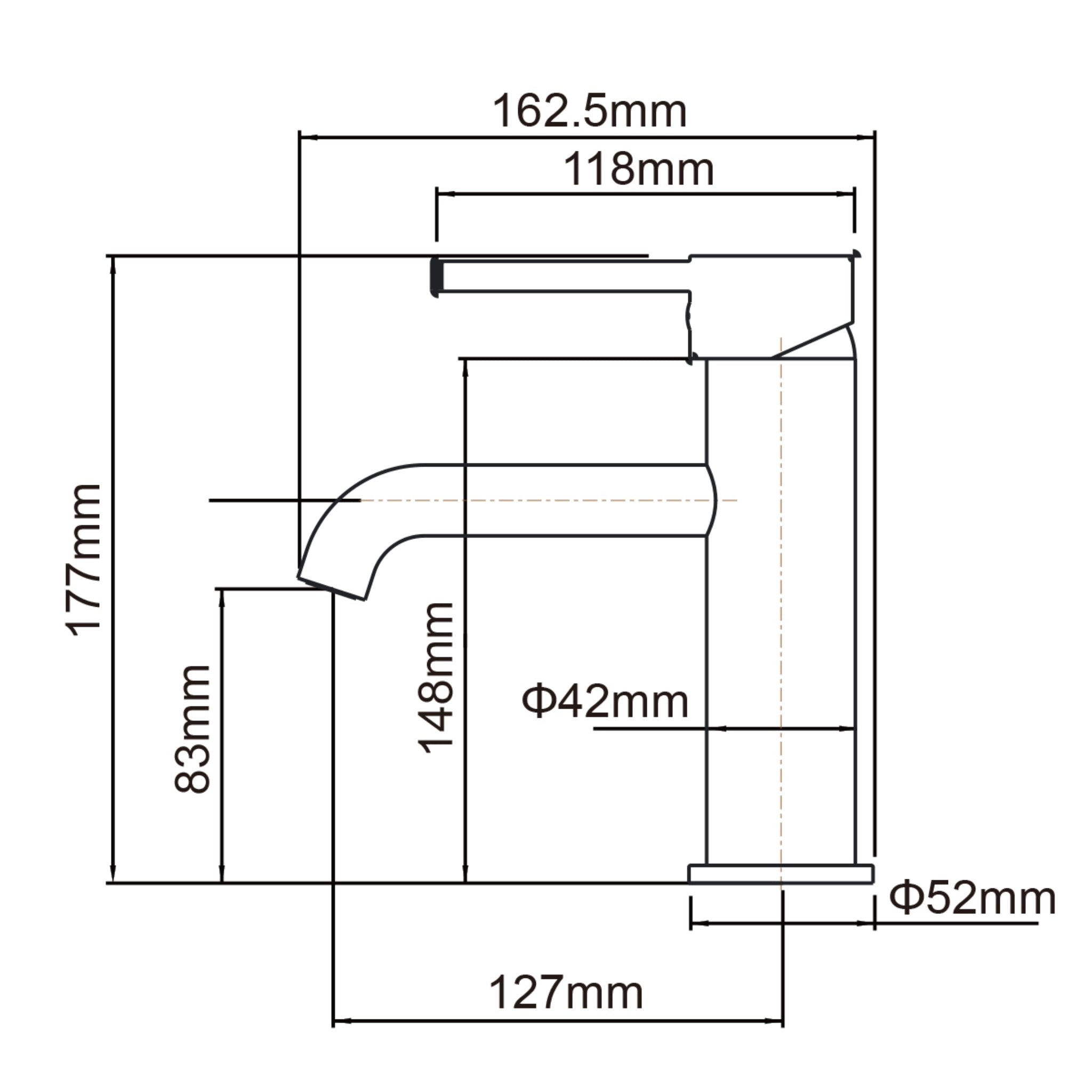 AQUAPERLA LUCID PIN BASIN MIXER 177MM MATTE BLACK