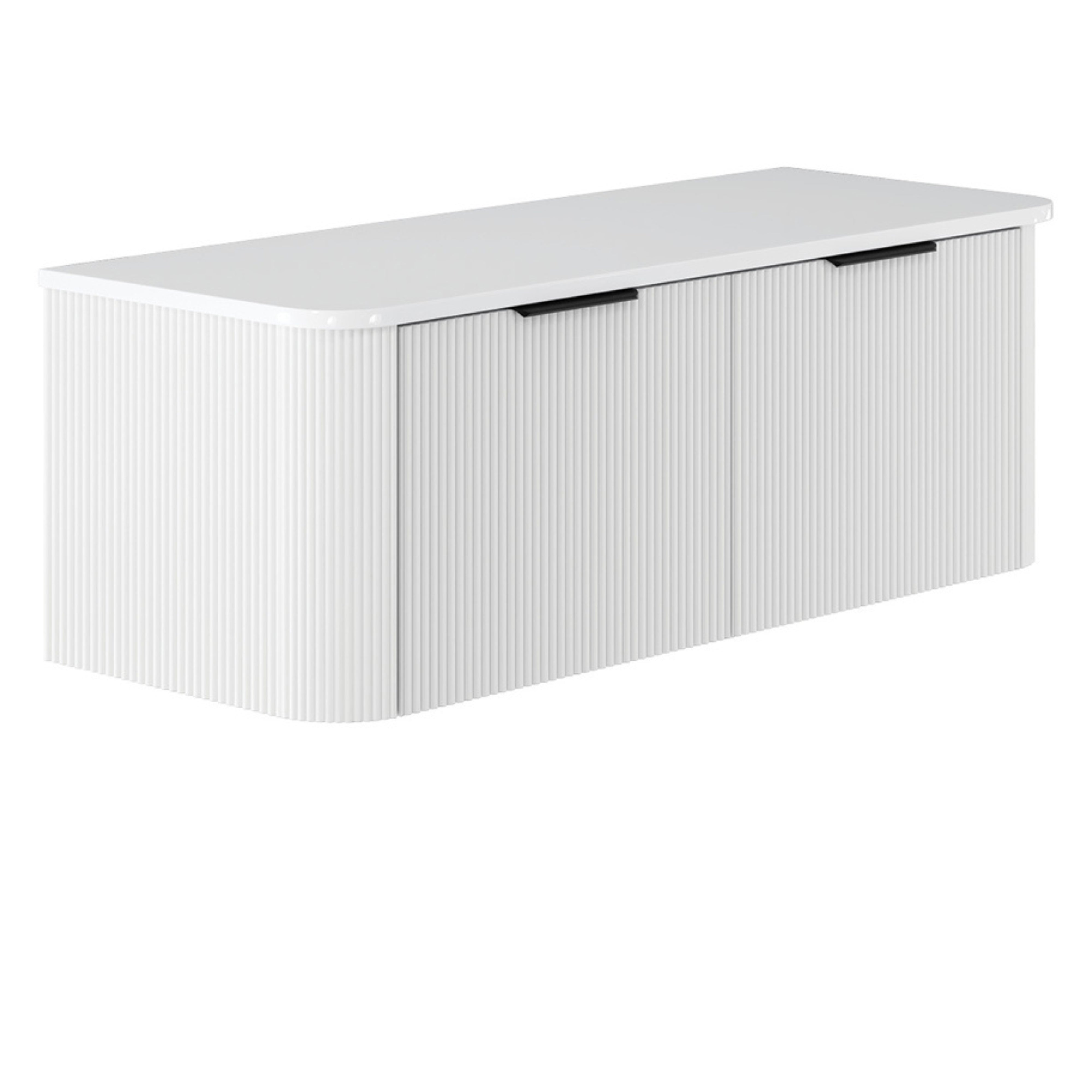 FIENZA MINKA SATIN WHITE FLUTED 1200MM CURVE SINGLE BOWL WALL HUNG VANITY