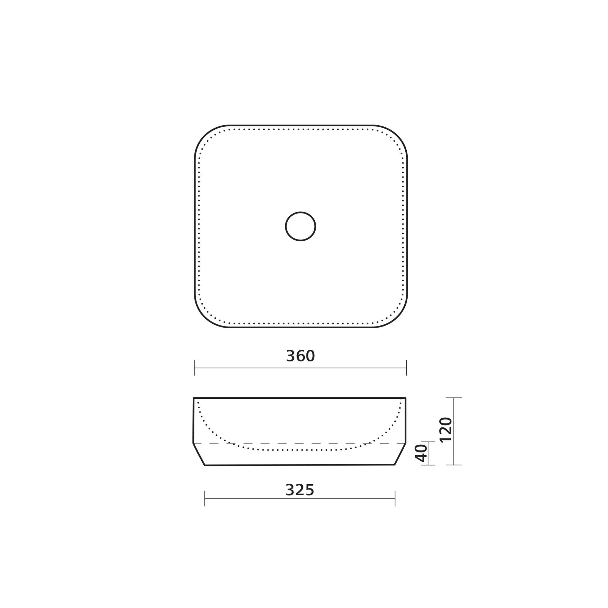 SEIMA LIMNI 360 ABOVE COUNTER BASIN GLOSS WHITE 360MM