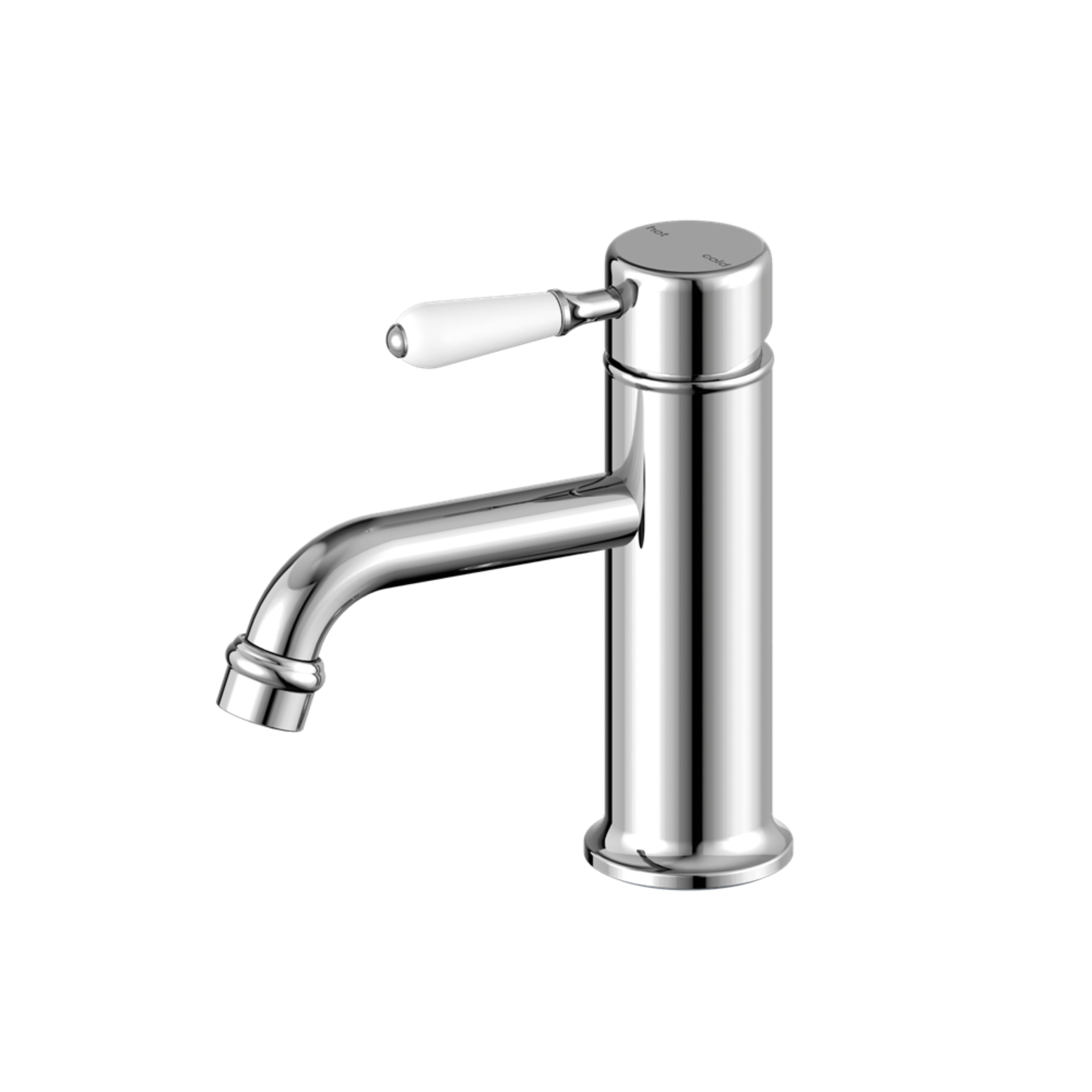 NERO YORK BASIN MIXER WITH WHITE PORCELAIN LEVER 170MM CHROME