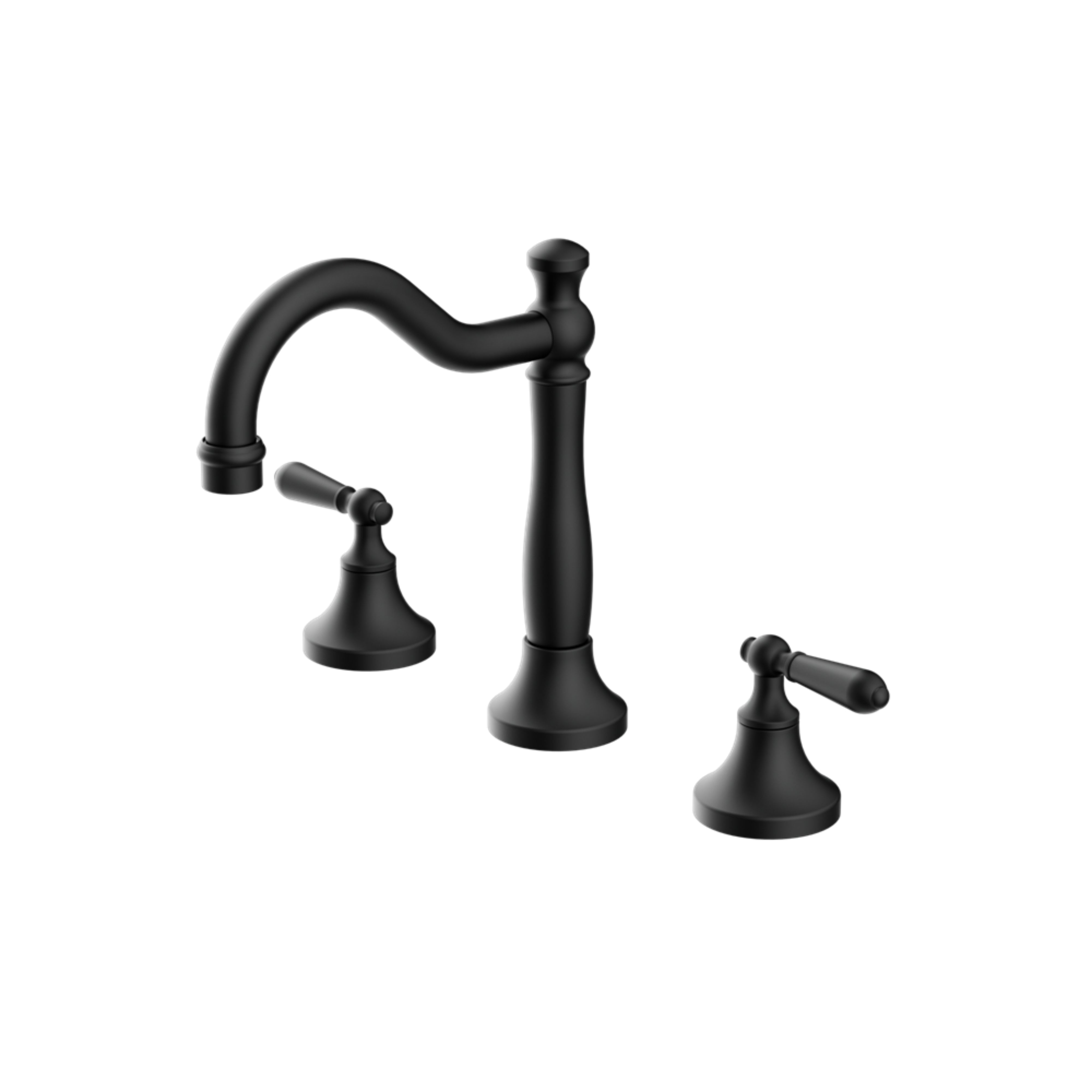 NERO YORK THREE PIECE BASIN SET WITH METAL LEVER MATTE BLACK