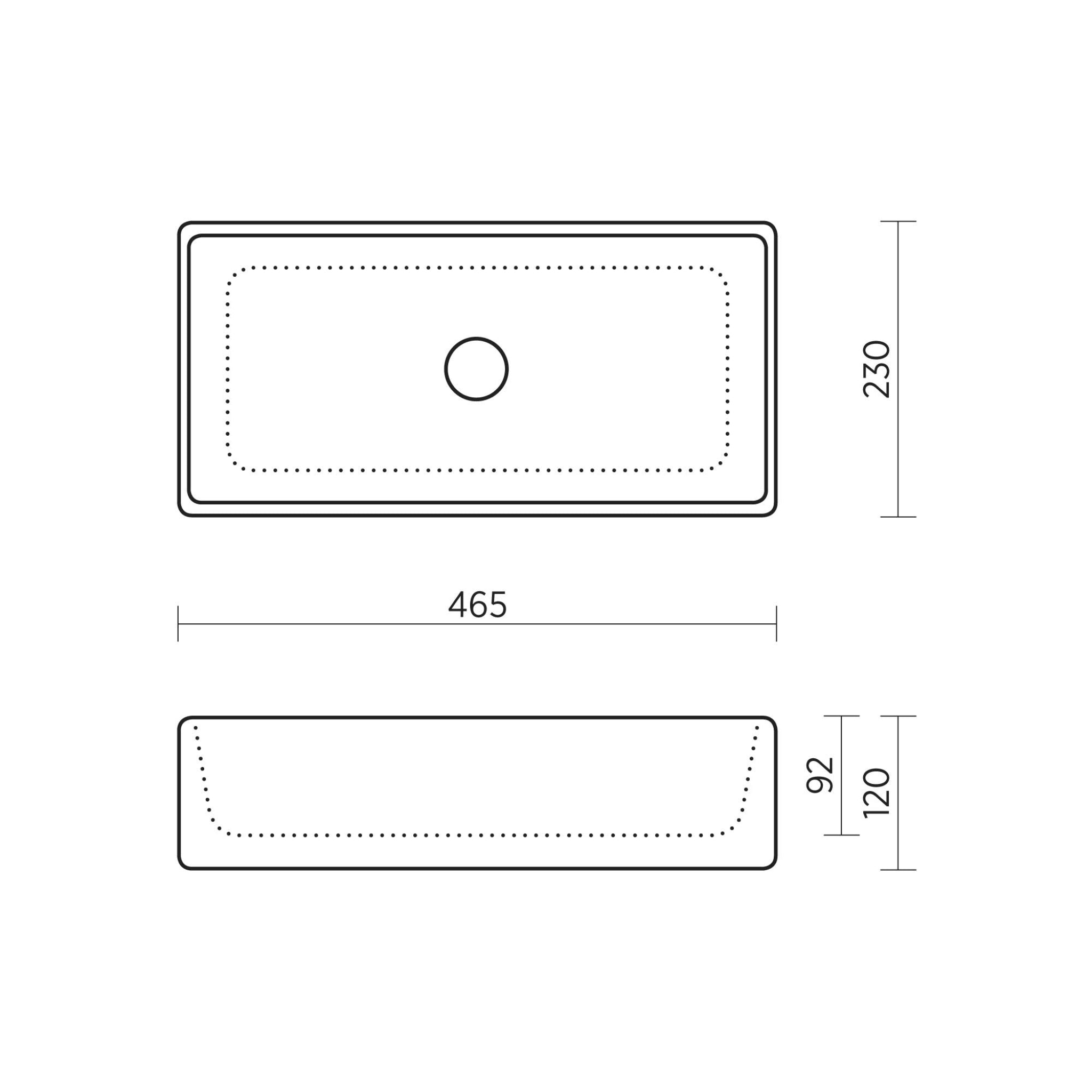 SEIMA PLATI 230 ABOVE COUNTER BASIN GLOSS WHITE 465MM