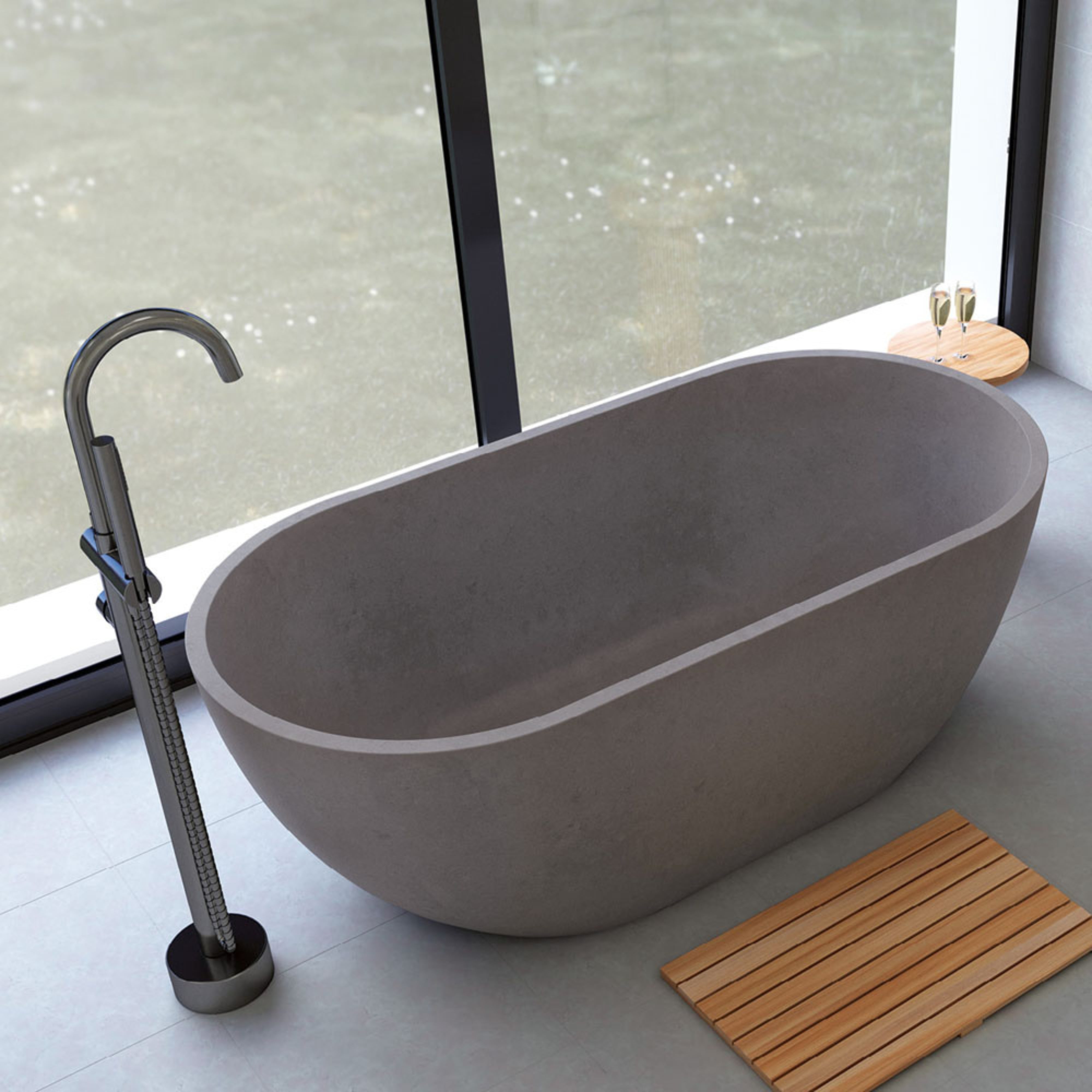 FIENZA JADA CONCRETE FREESTANDING BATHTUB WARM GREY 1500MM