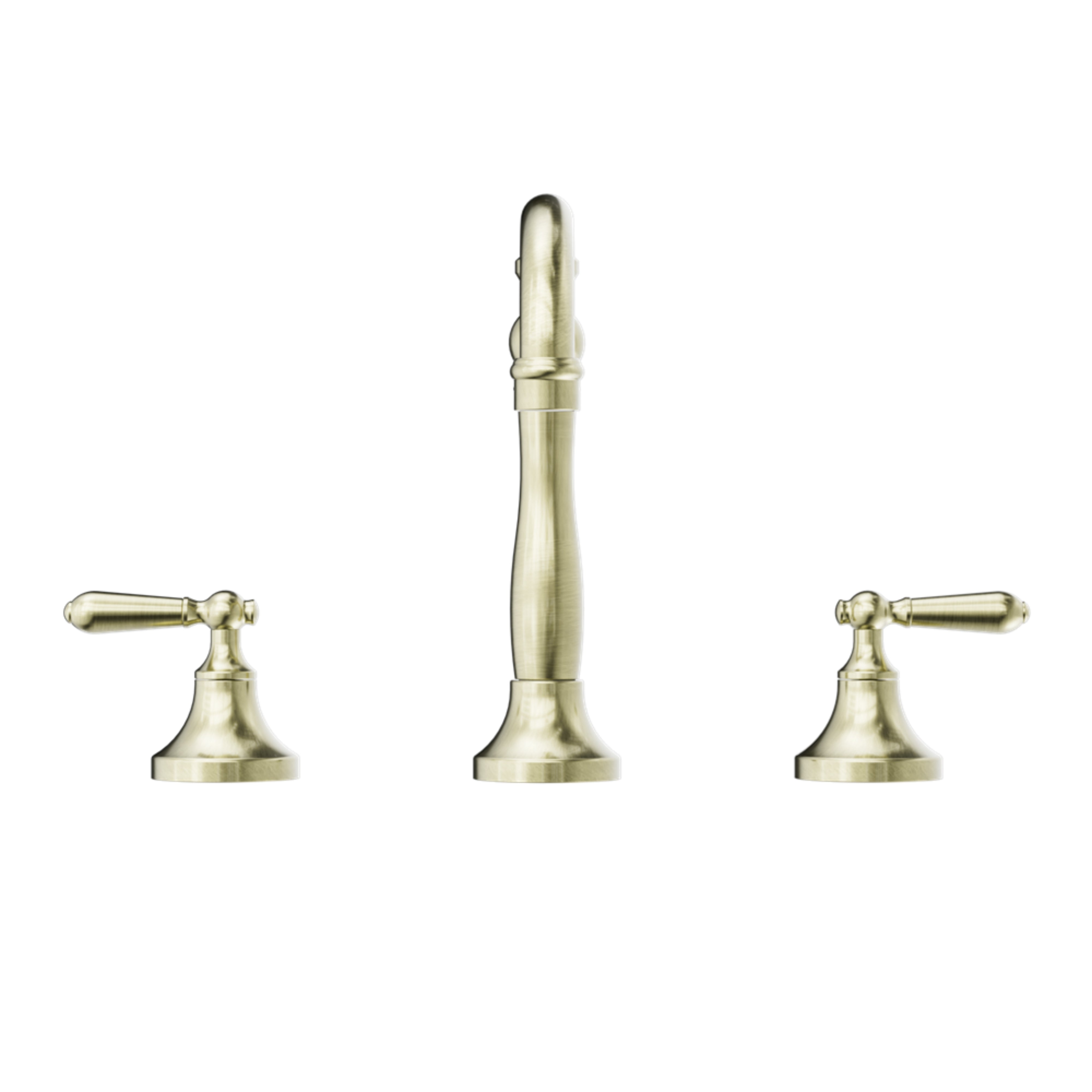 NERO YORK THREE PIECE BASIN SET WITH METAL LEVER AGED BRASS