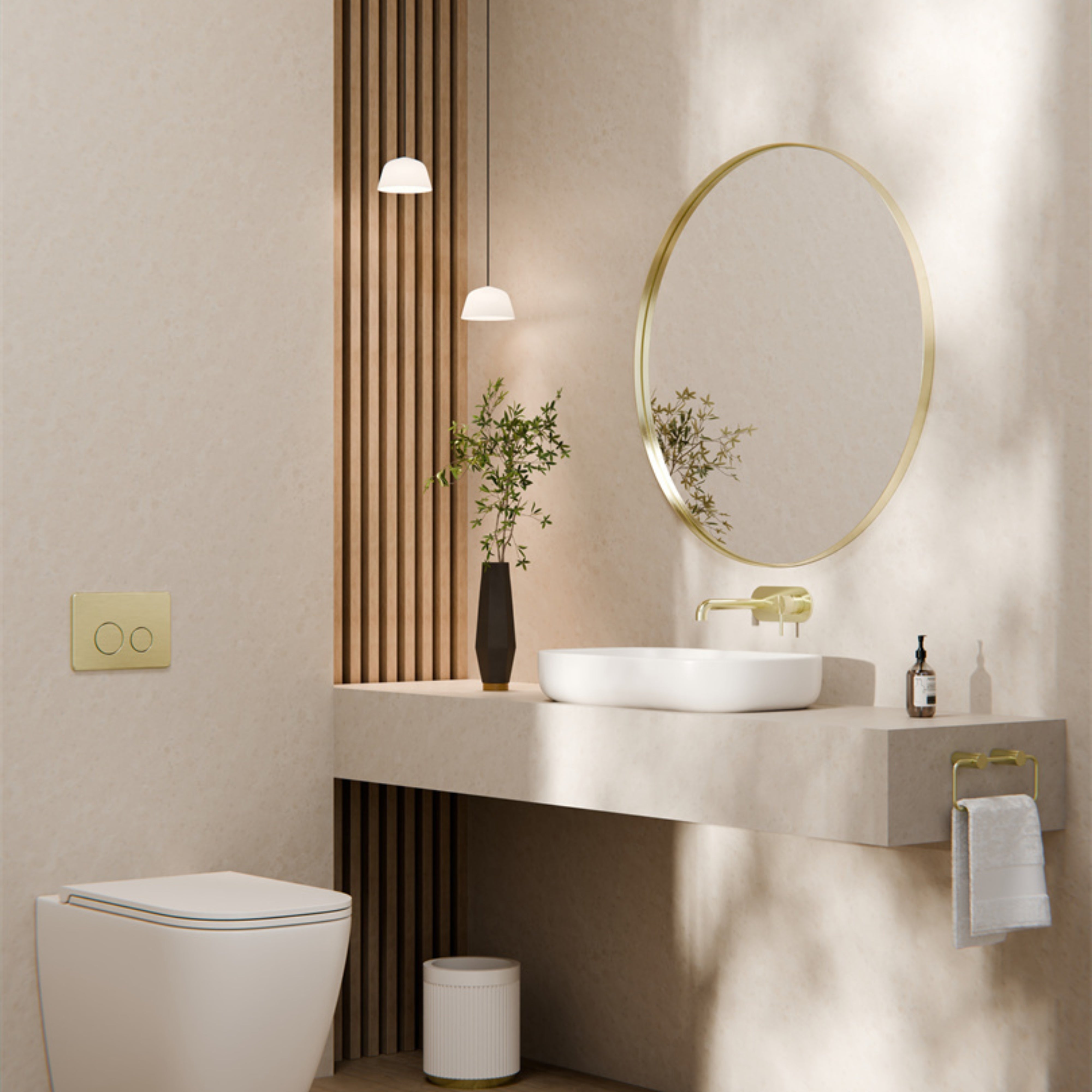 NERO ZEN WALL BASIN / BATH MIXER 230MM BRUSHED GOLD