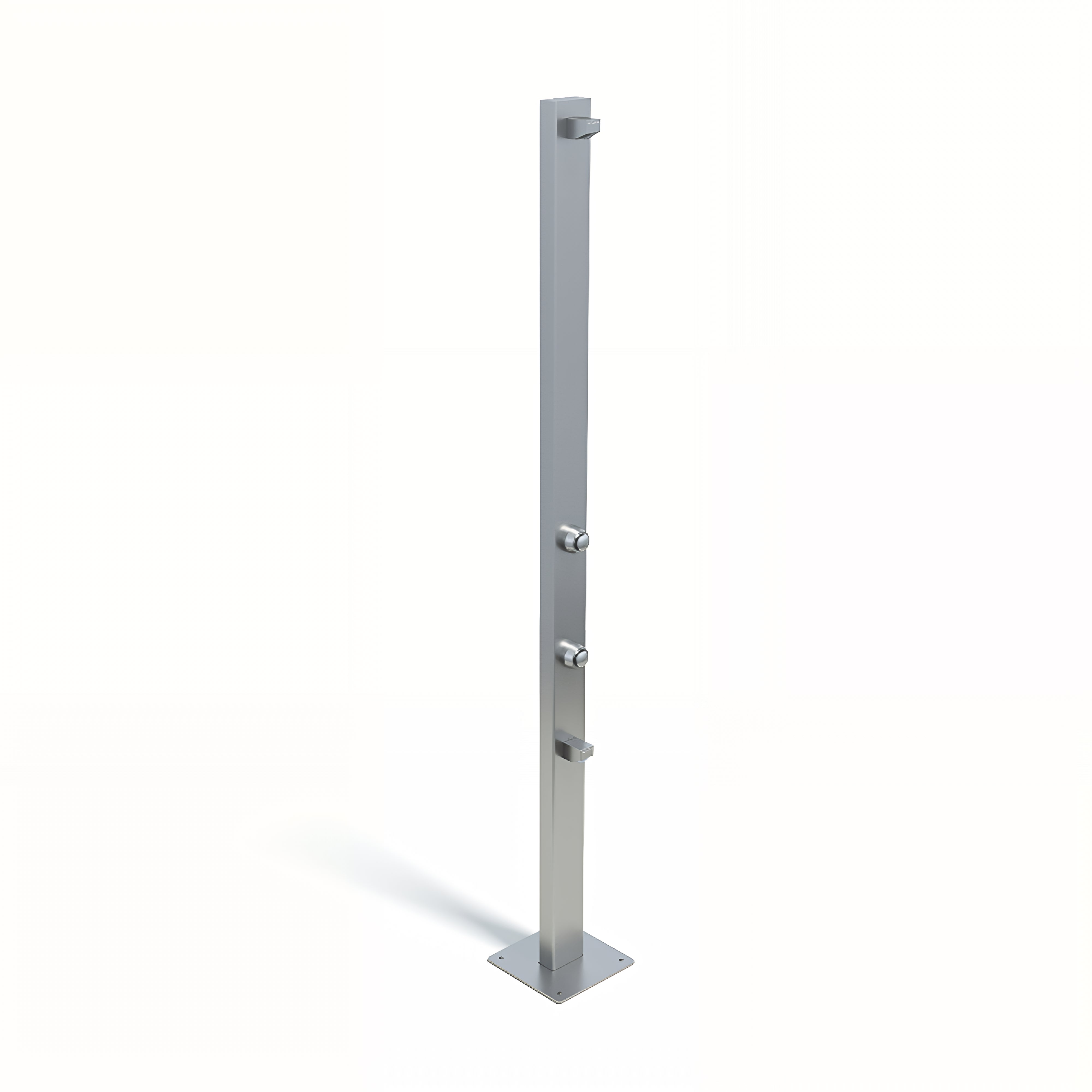 RAINWARE BEACH SLIM FREESTANDING OUTDOOR TIME FLOW SINGLE SHOWER AND FOOTWASH STAINLESS STEEL