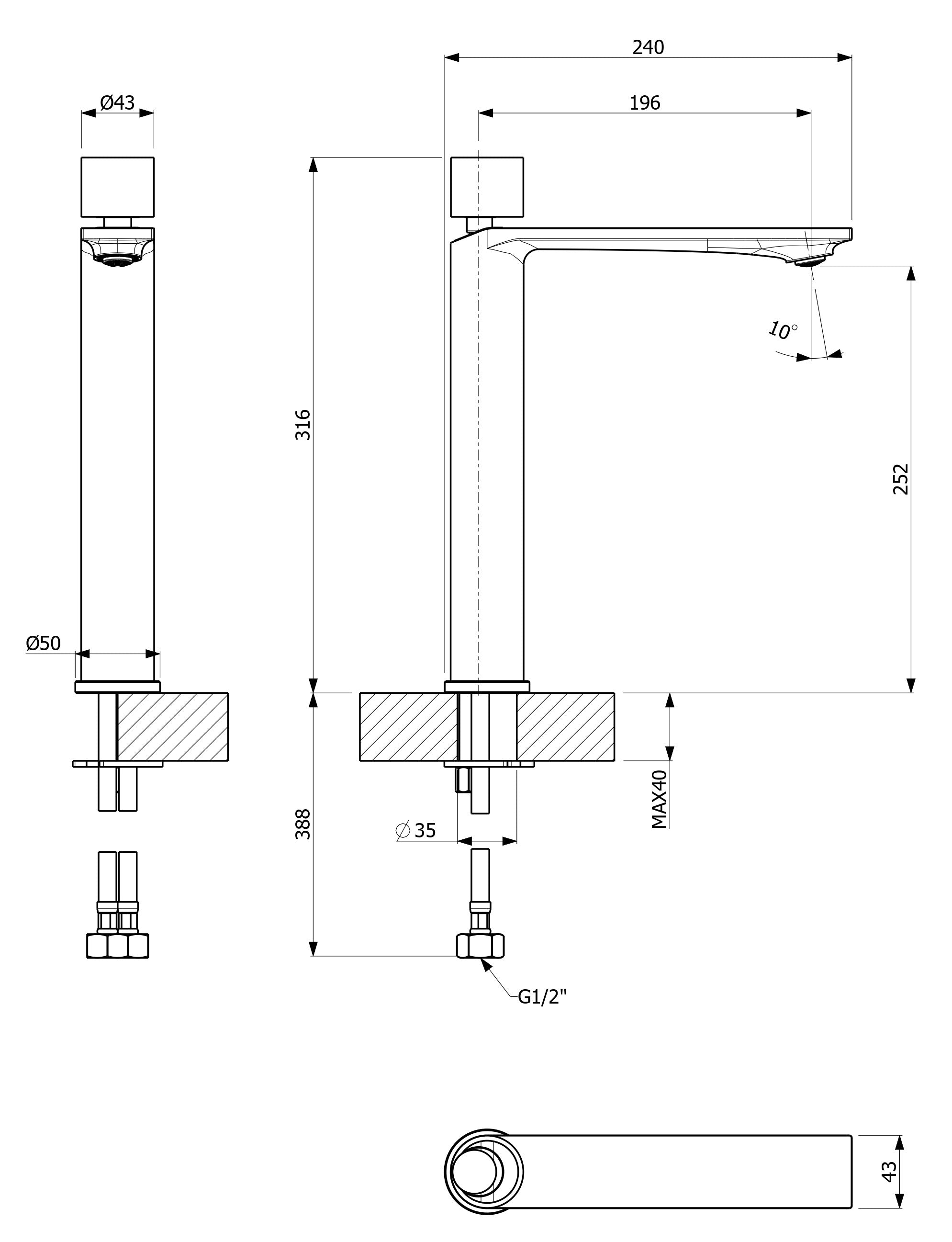 ARMANDO VICARIO PIAZZA TALL BASIN MIXER CHROME