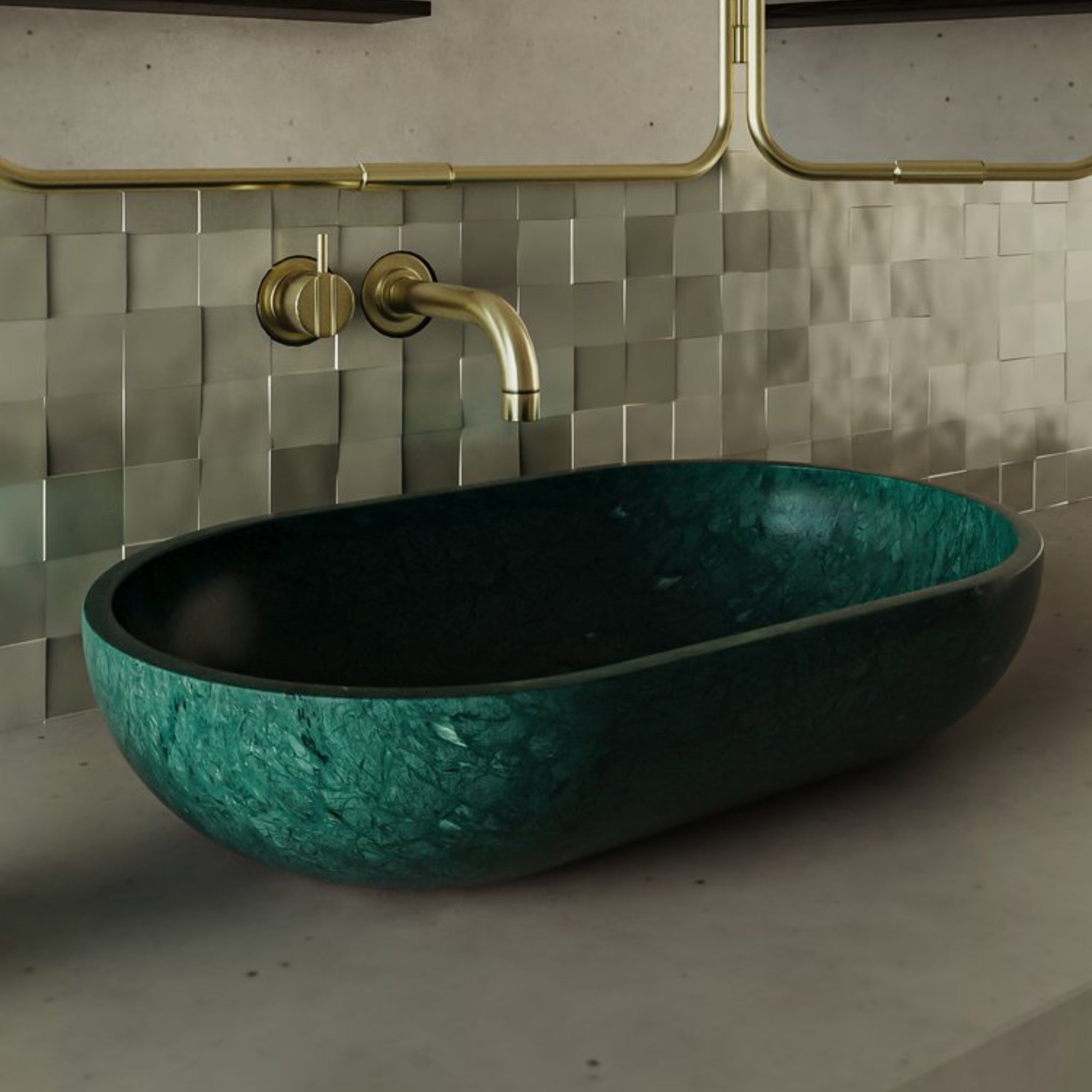 CARVUS VAYU OVAL ABOVE COUNTER MARBLE BASIN RAJASTHAN GREEN 482MM