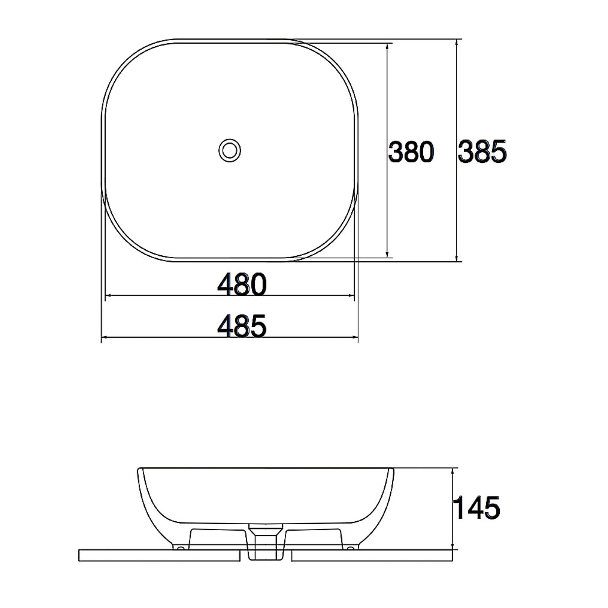 AQUAPERLA CERAMIC OVAL ABOVE COUNTER BASIN GLOSS WHITE 480MM