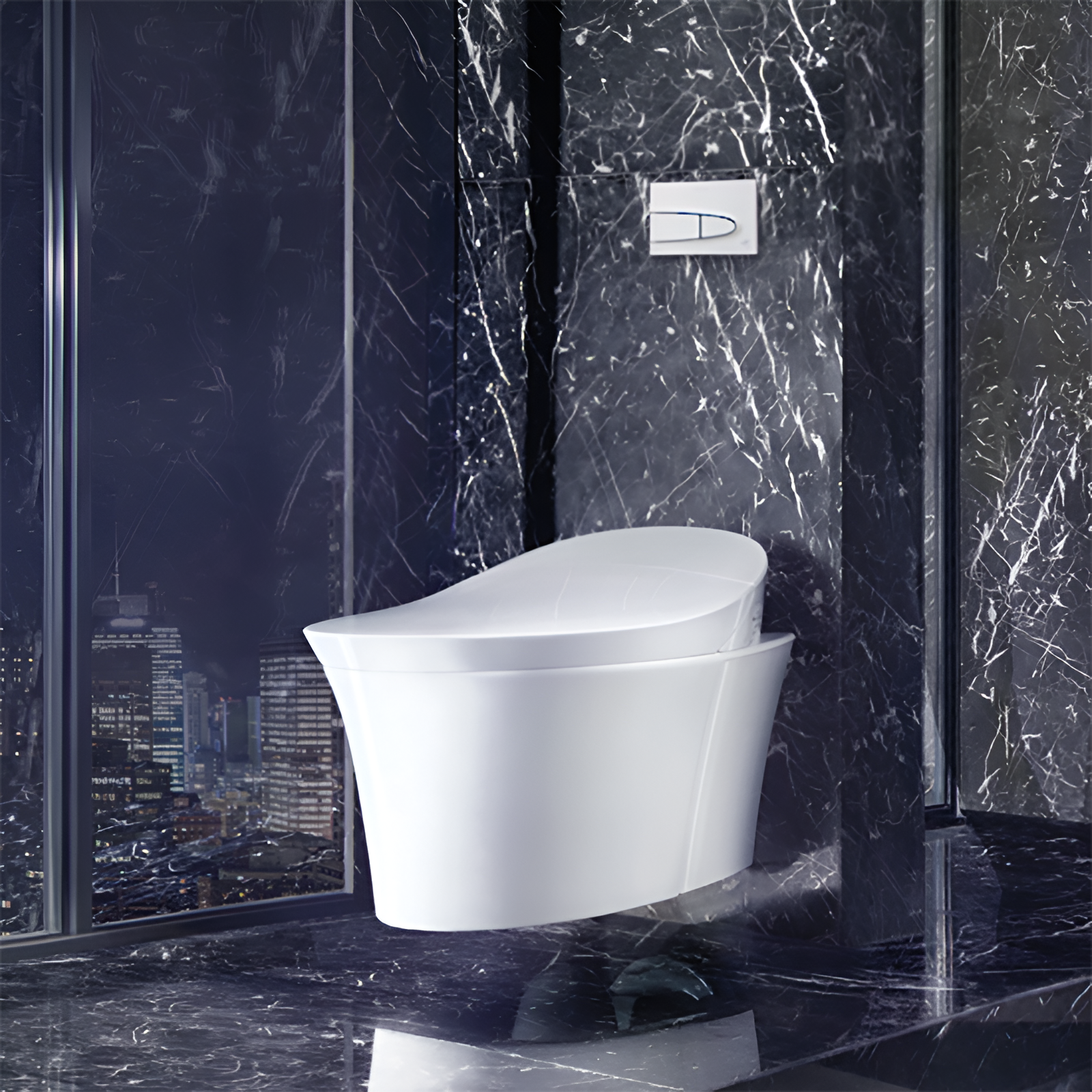 KOHLER VEIL INTELLIGENT RIMLESS WALL HUNG TOILET W/ REMOTE WASHLET ELONGATED GLOSS WHITE