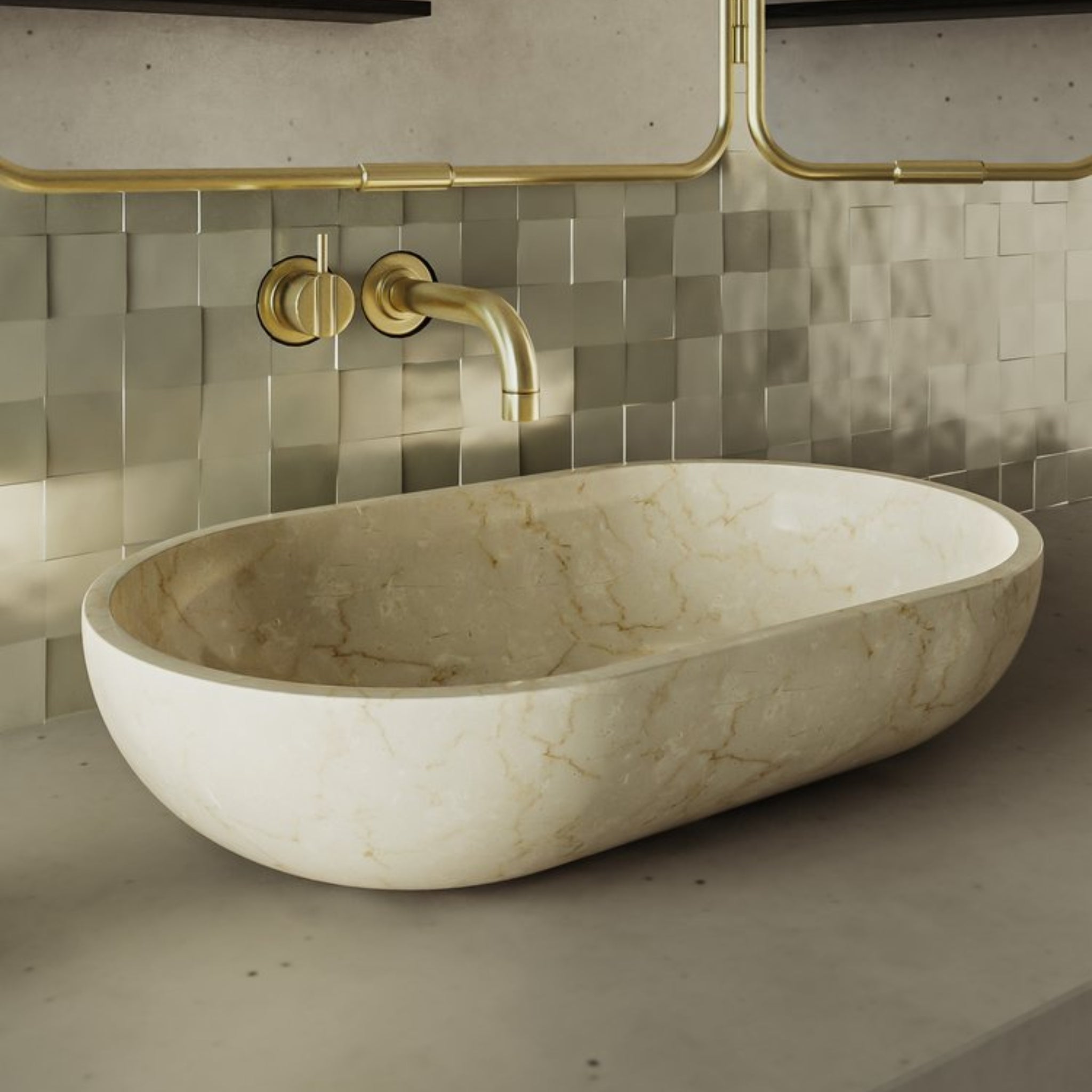 CARVUS VAYU OVAL ABOVE COUNTER MARBLE BASIN ITALIAN BEIGE 482MM