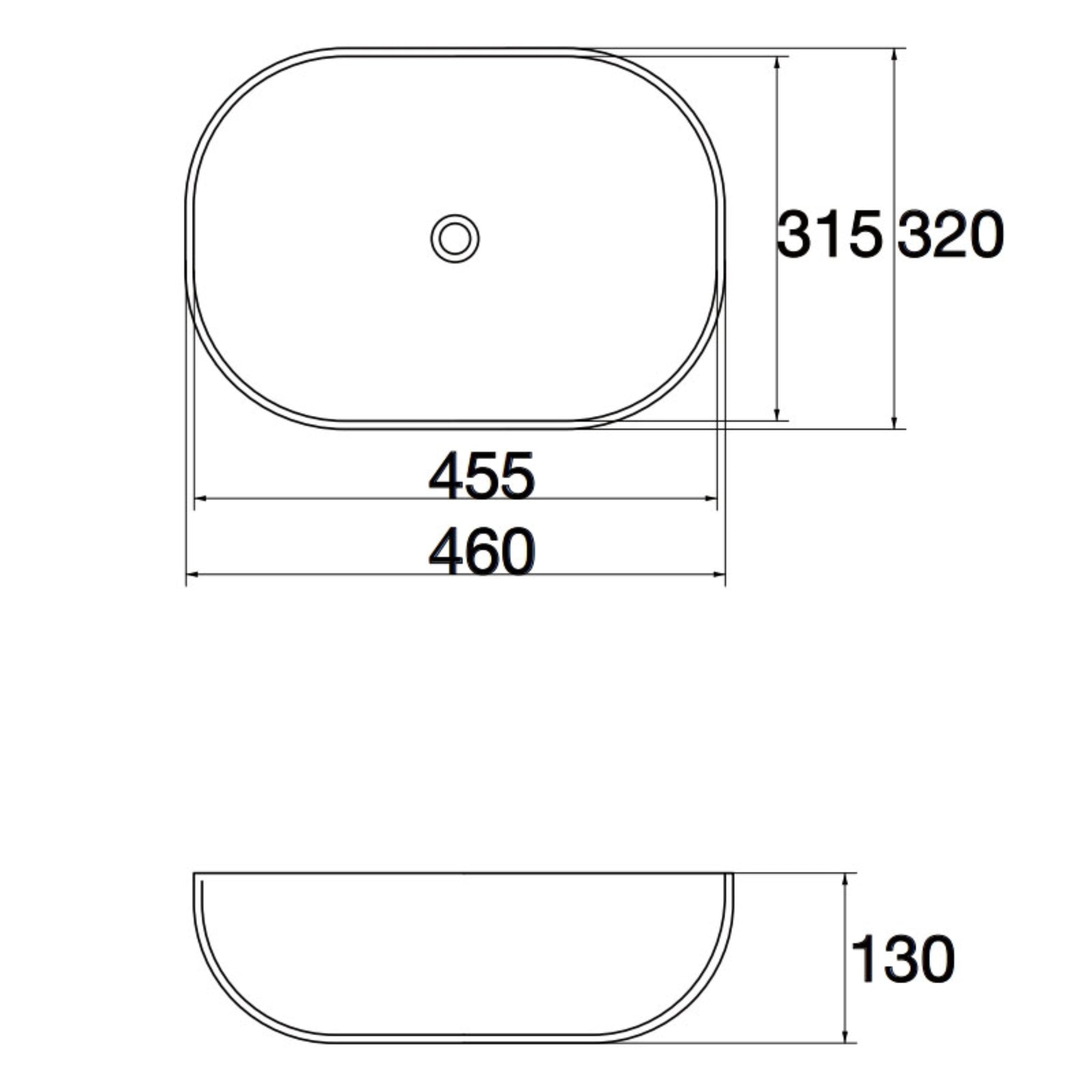 AQUAPERLA CERAMIC OVAL ABOVE COUNTER BASIN GLOSS WHITE 460MM