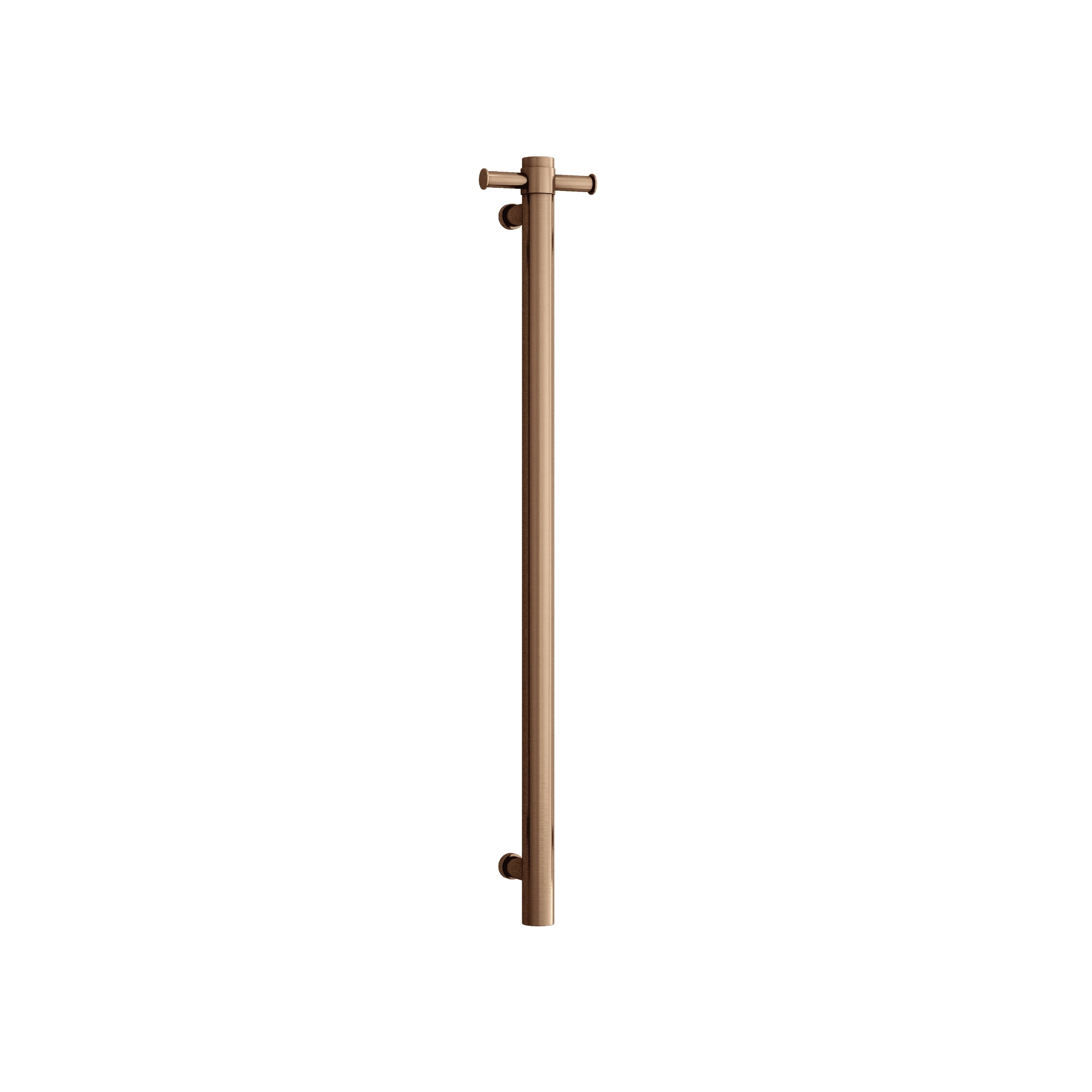 THERMOGROUP ROUND VERTICAL HEATED SINGLE TOWEL RAIL BRUSHED BRONZE 900MM