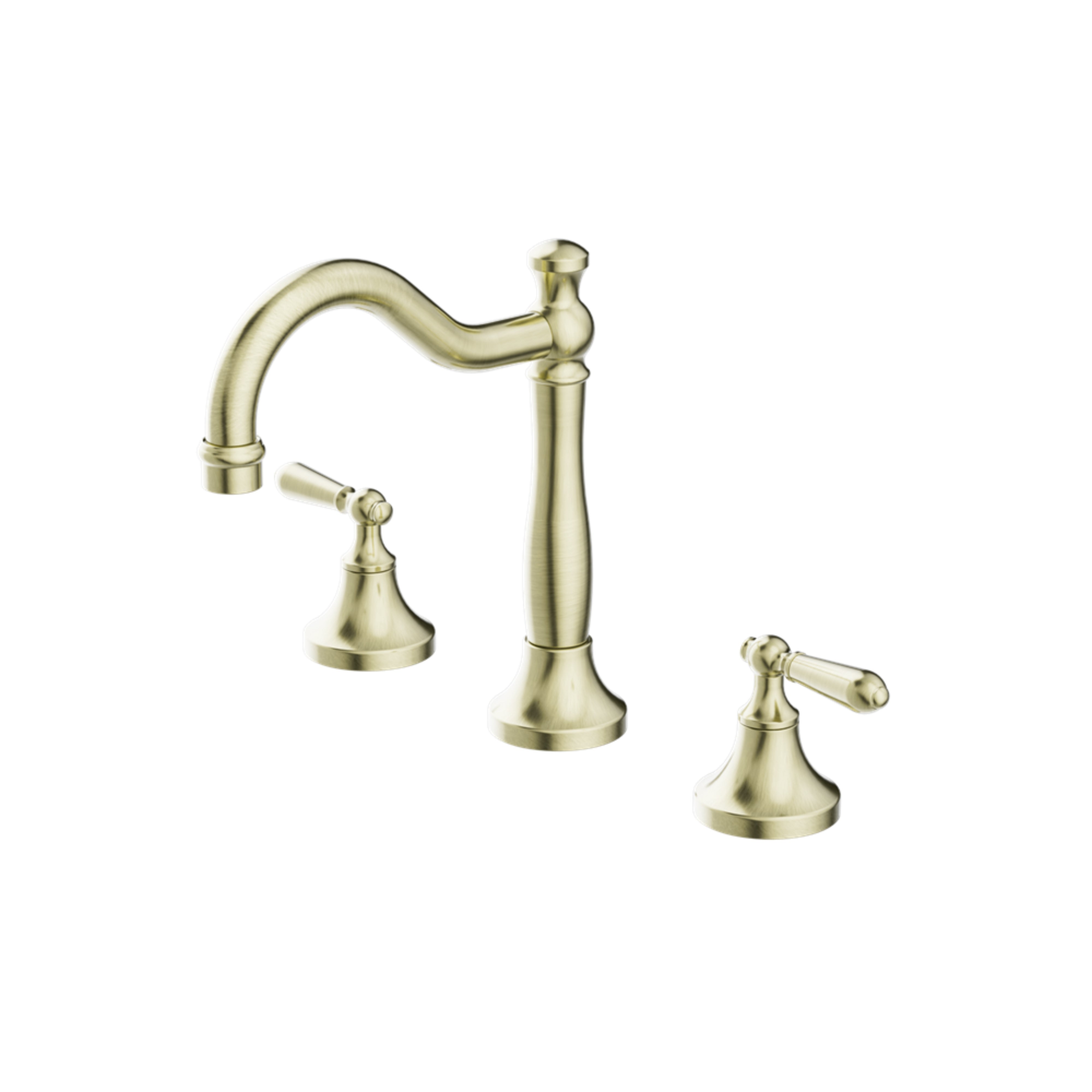 NERO YORK THREE PIECE BASIN SET WITH METAL LEVER AGED BRASS