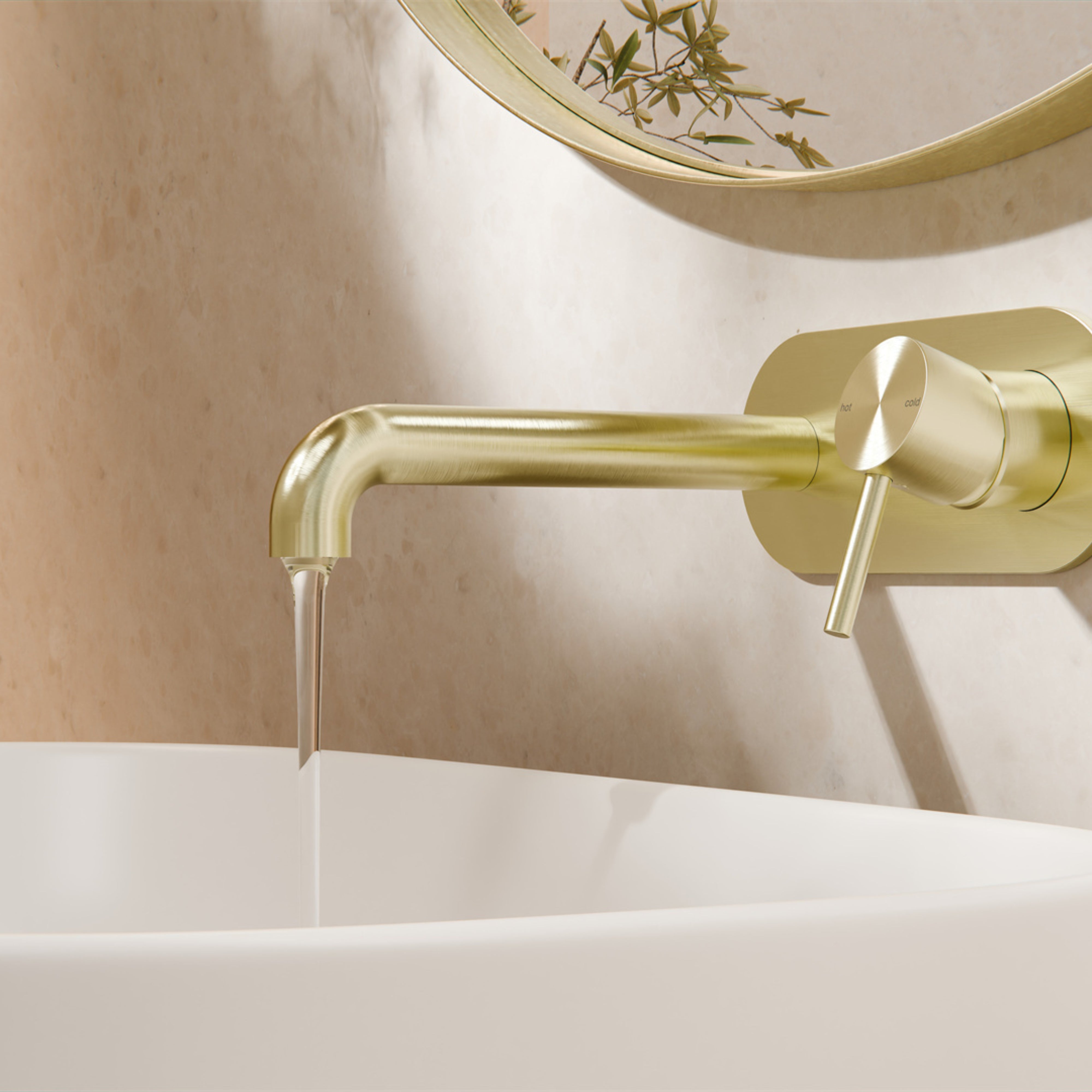 NERO ZEN WALL BASIN / BATH MIXER 230MM BRUSHED GOLD