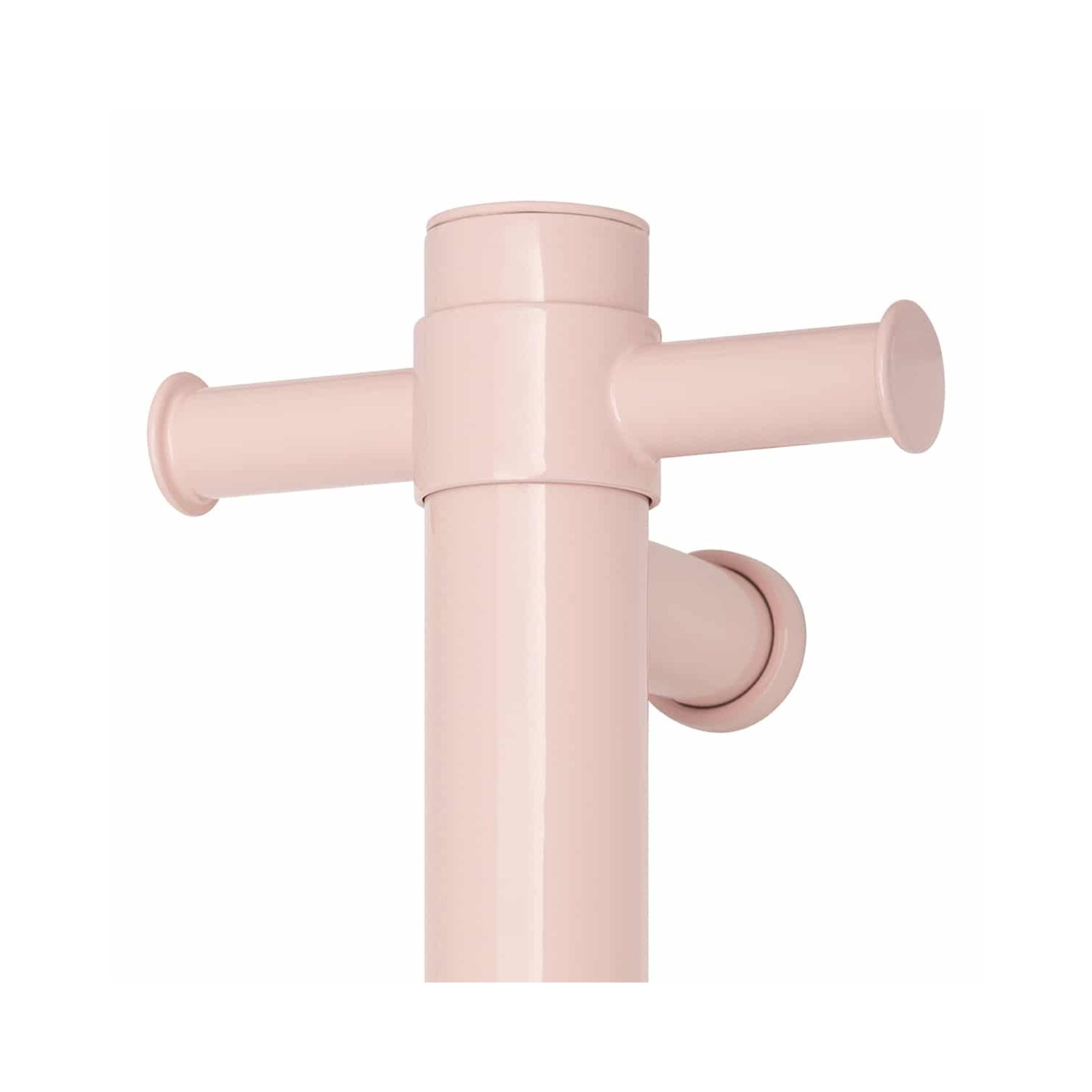 THERMOGROUP ROUND VERTICAL HEATED SINGLE TOWEL RAIL DUSTY PINK PASTEL 900MM