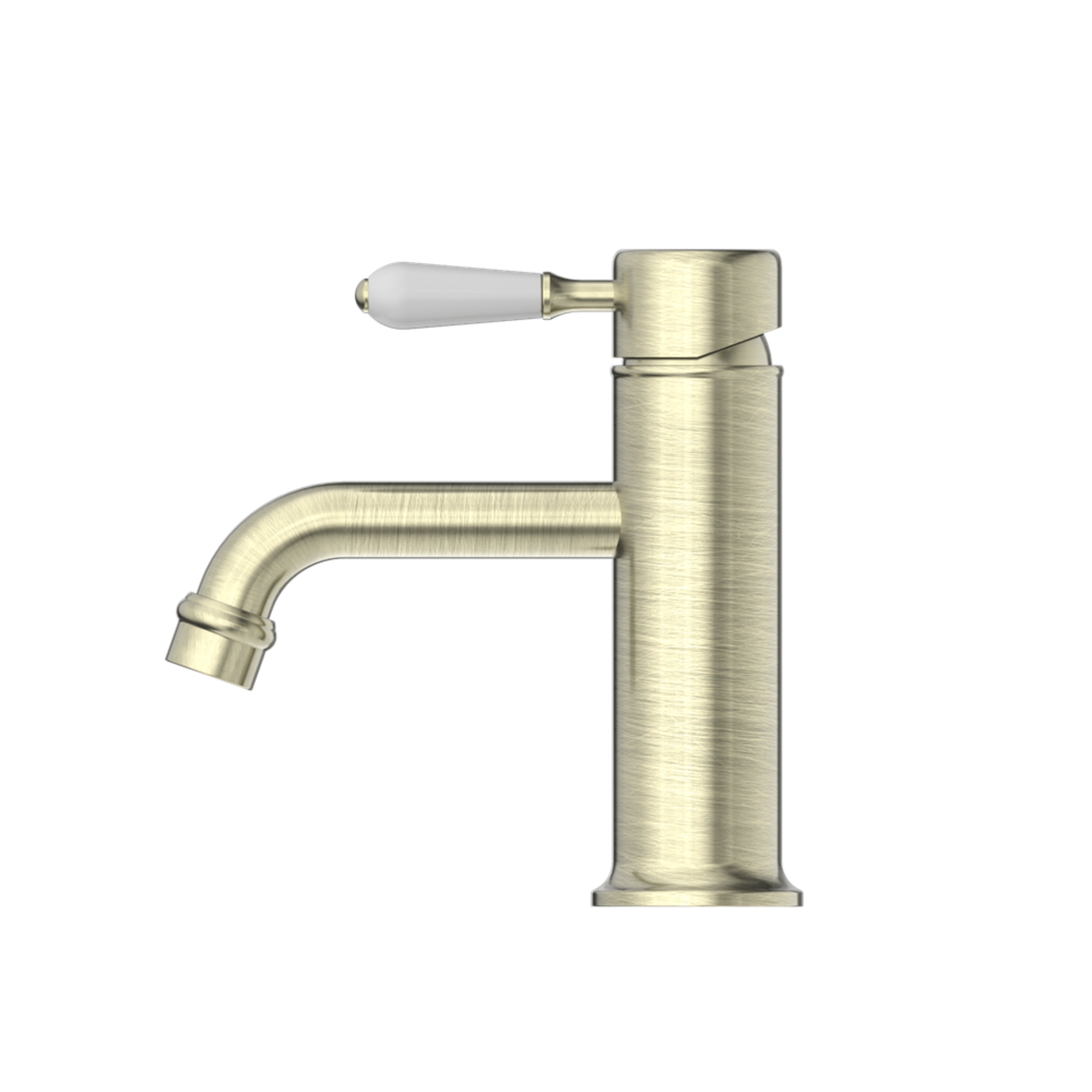 NERO YORK BASIN MIXER WITH WHITE PORCELAIN LEVER 170MM AGED BRASS