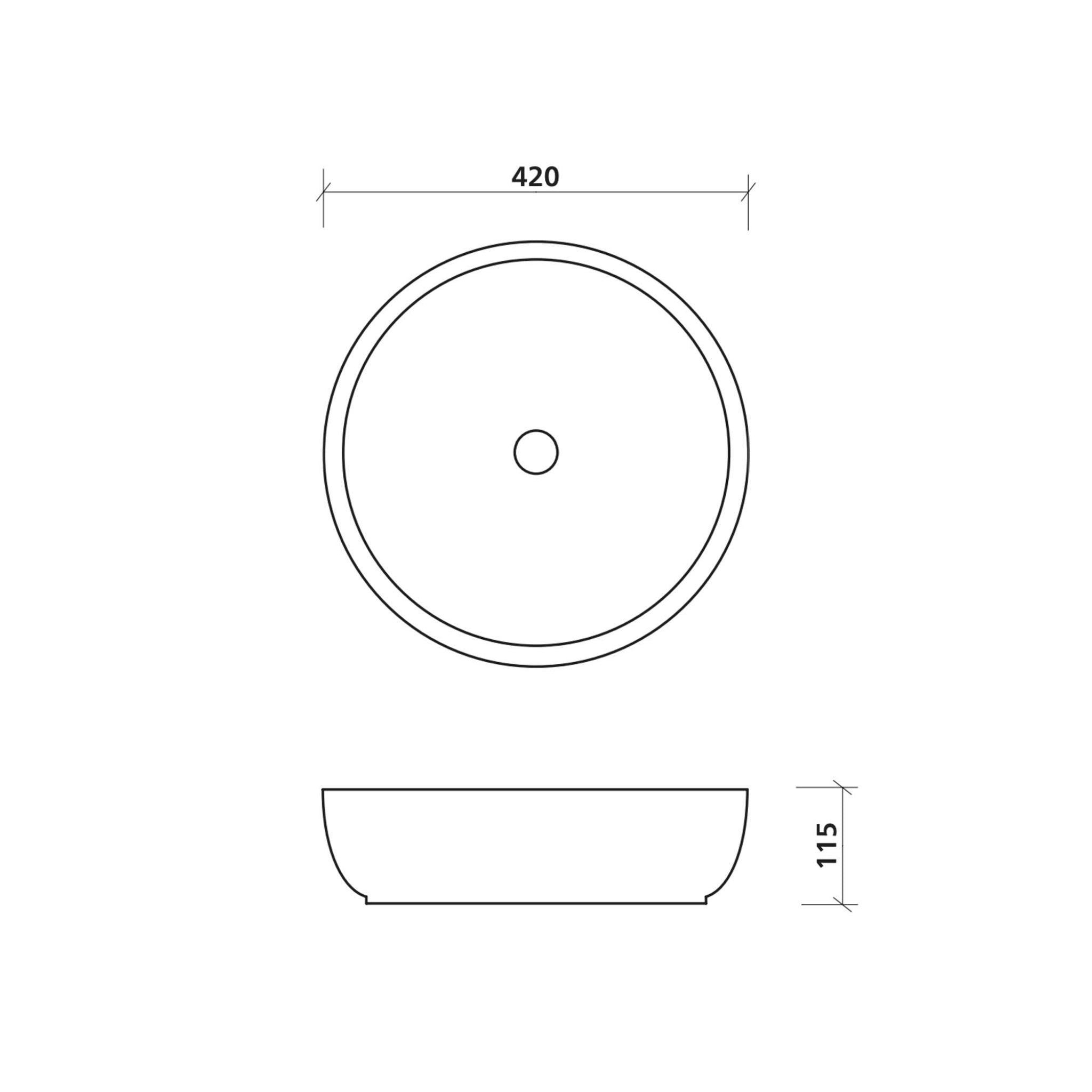 SEIMA SYROS 007 ABOVE COUNTER BASIN GLOSS WHITE 420MM