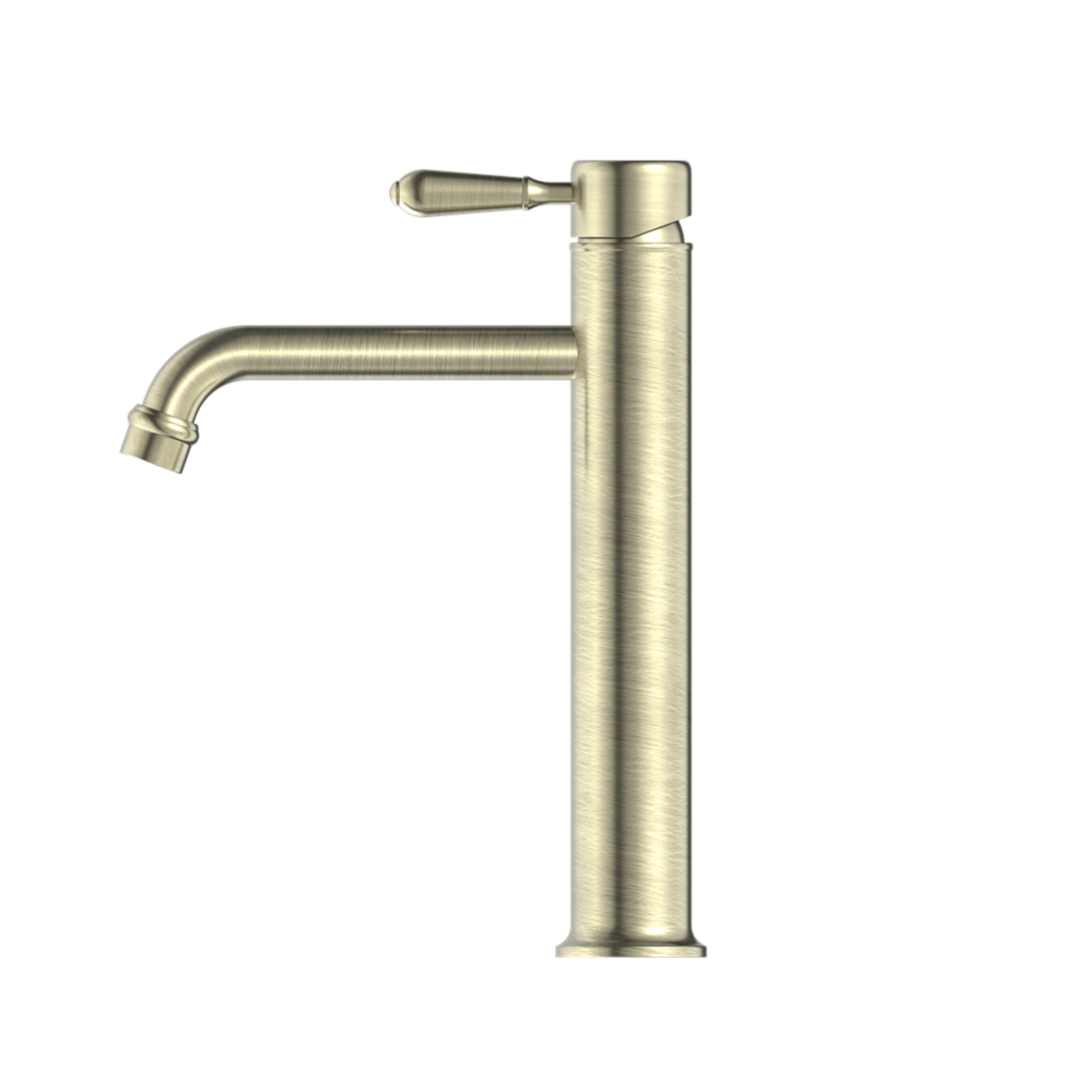 NERO YORK TALL BASIN MIXER WITH METAL LEVER 290MM AGED BRASS