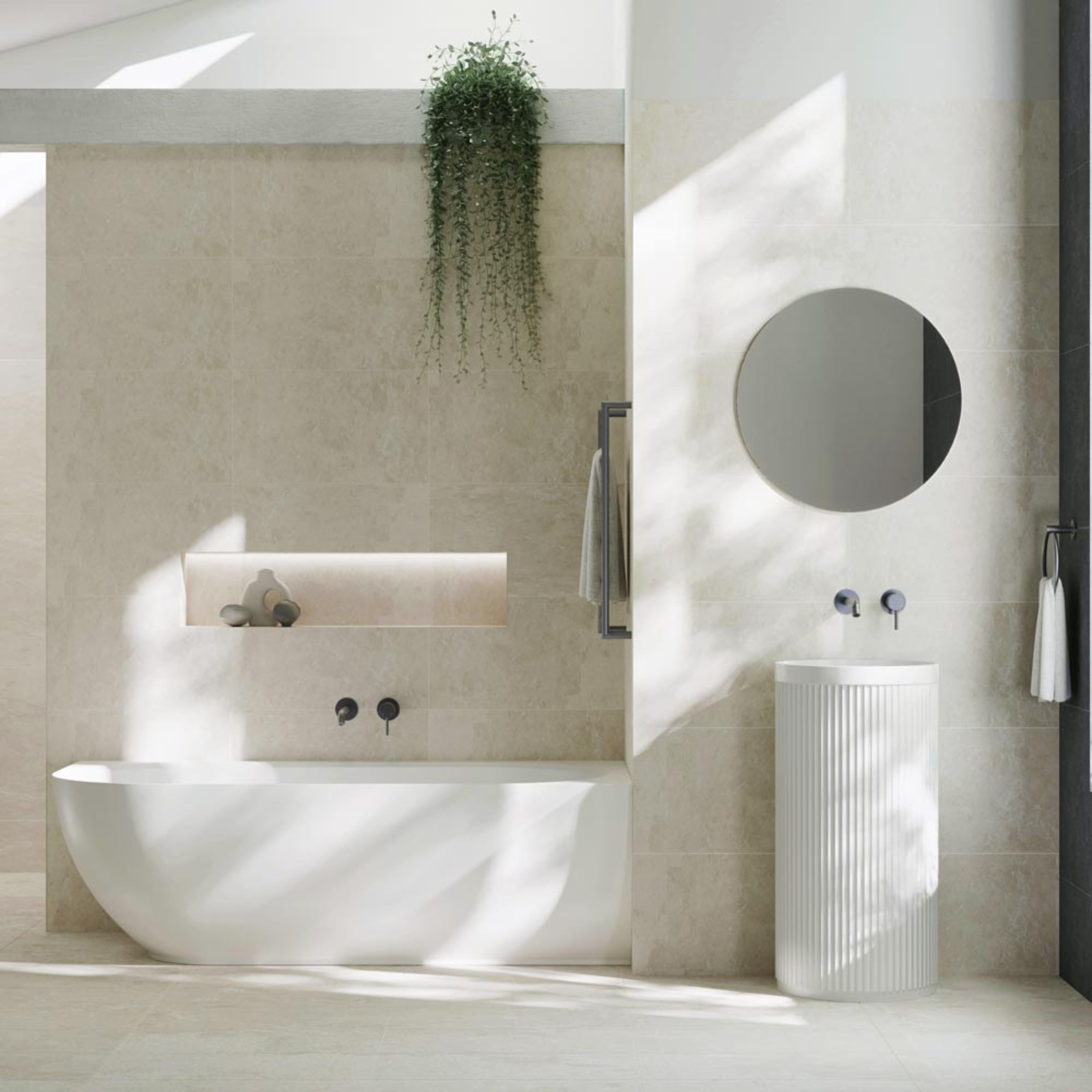 FIENZA MATTA SOLID SURFACE RIGHT CORNER BATHTUB MATTE WHITE 1750MM