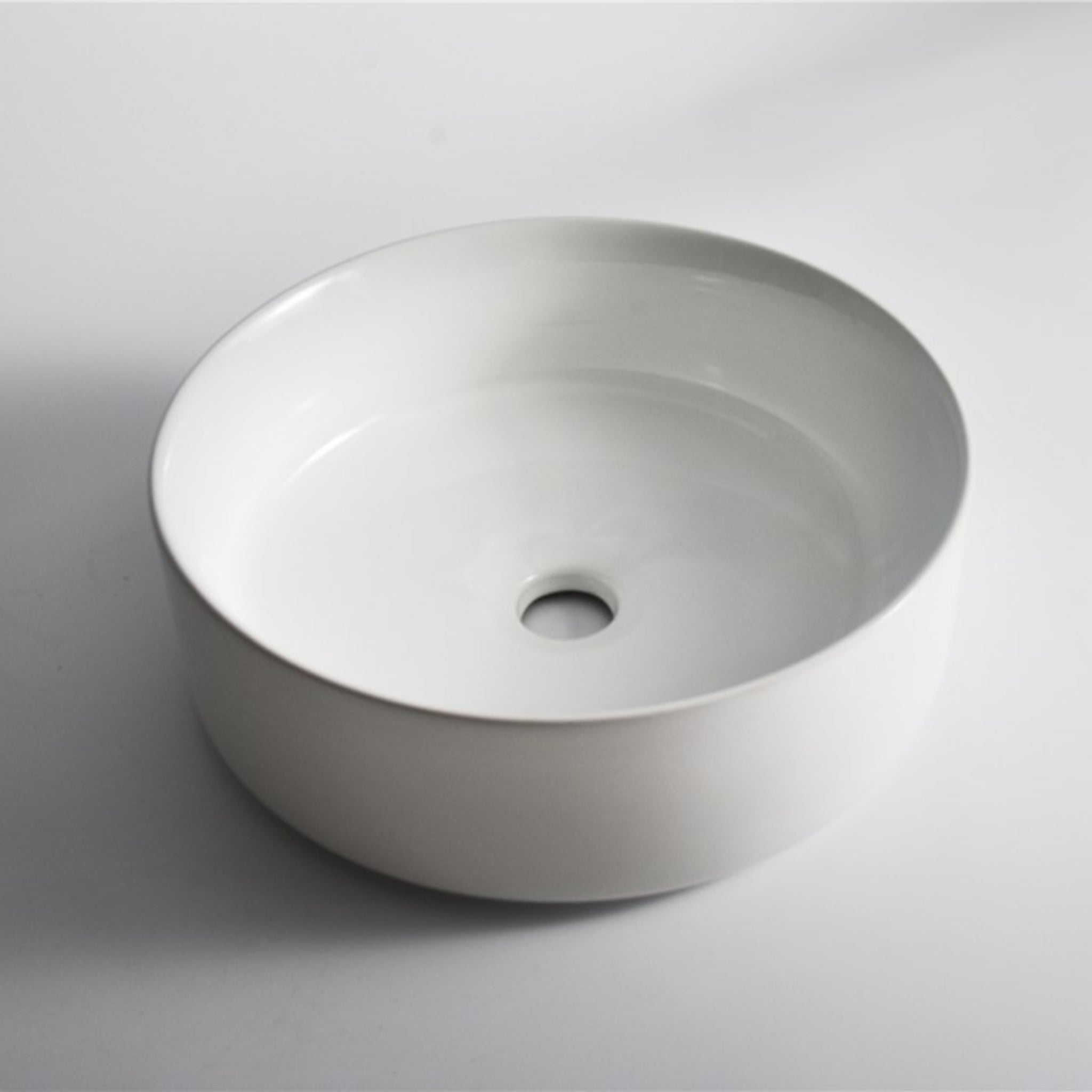 AQUAPERLA CERAMIC ROUND ABOVE COUNTER BASIN GLOSS WHITE 360MM