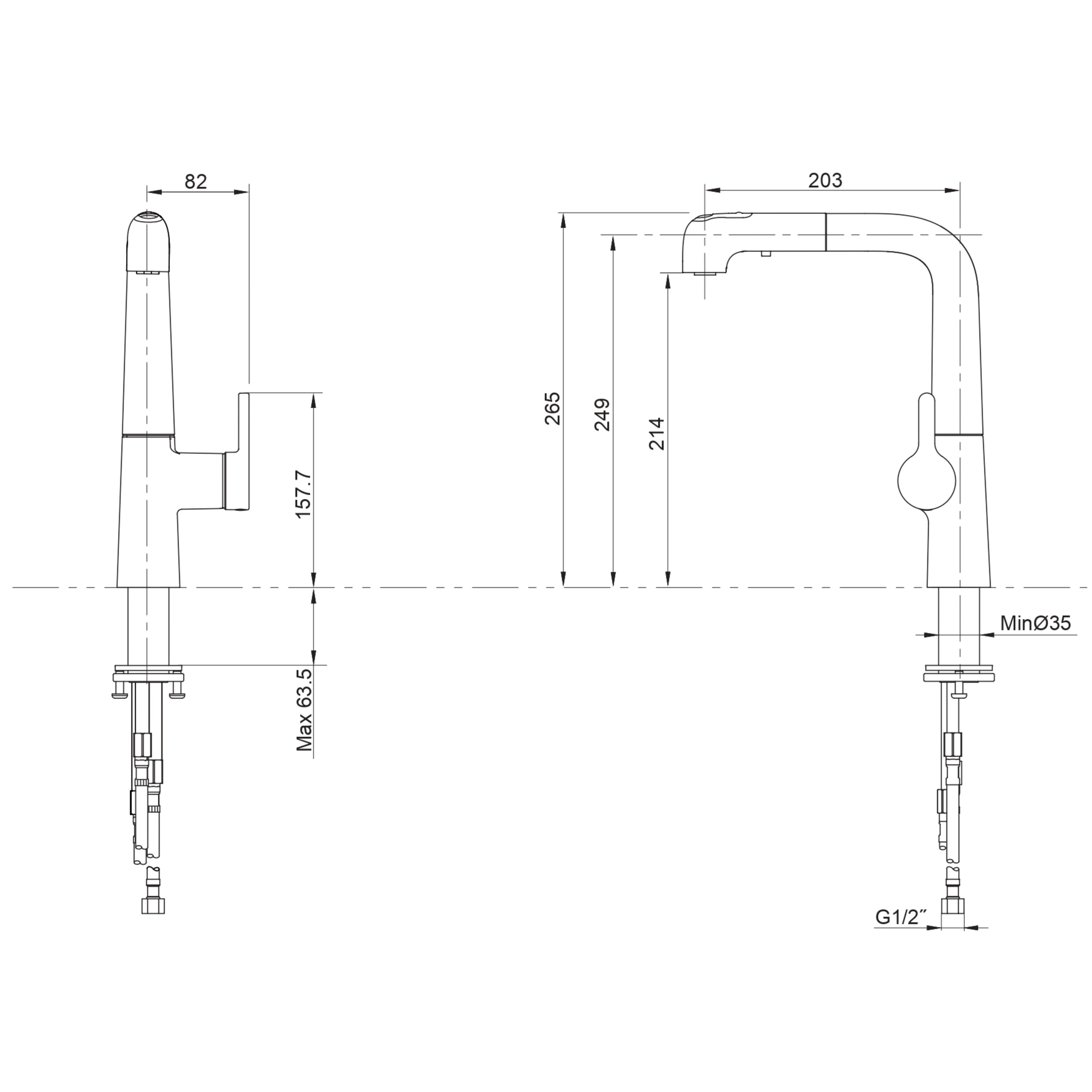 KOHLER EVOKE PULL OUT SPRAY KITCHEN SINK MIXER 265MM POLISHED CHROME