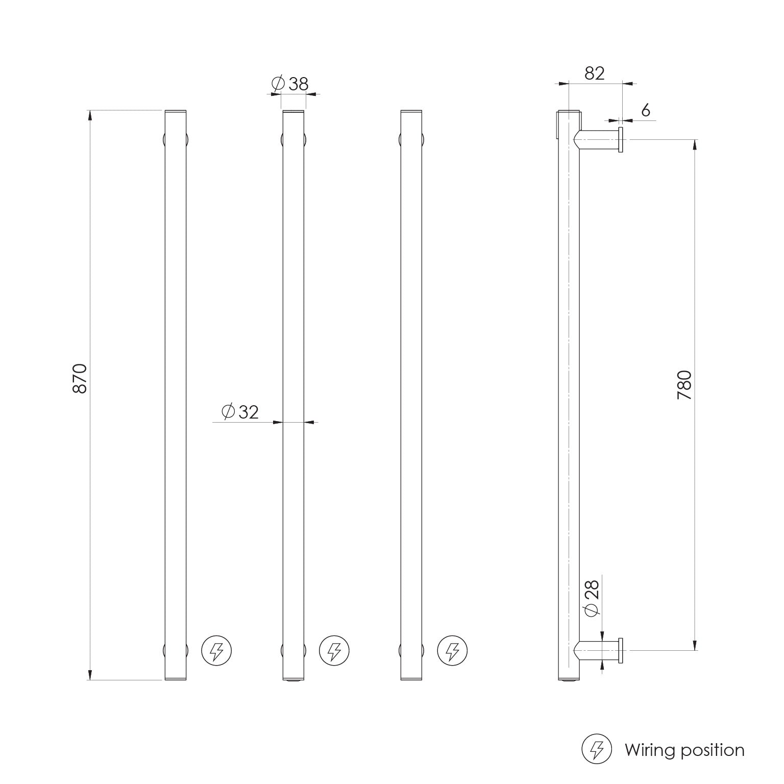 PHOENIX ROUND TRIPLE HEATED TOWEL RAIL BRUSHED NICKEL (AVAILABLE IN 600MM AND 800MM)