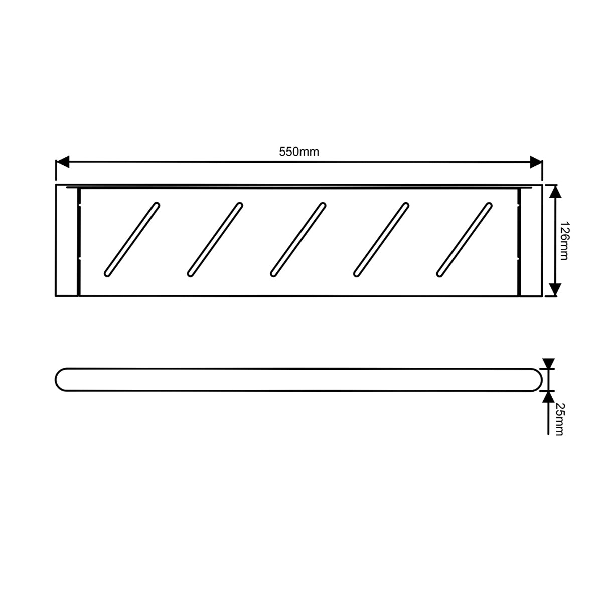 AQUAPERLA RUSHY SHELF 550MM BRUSHED BRASS