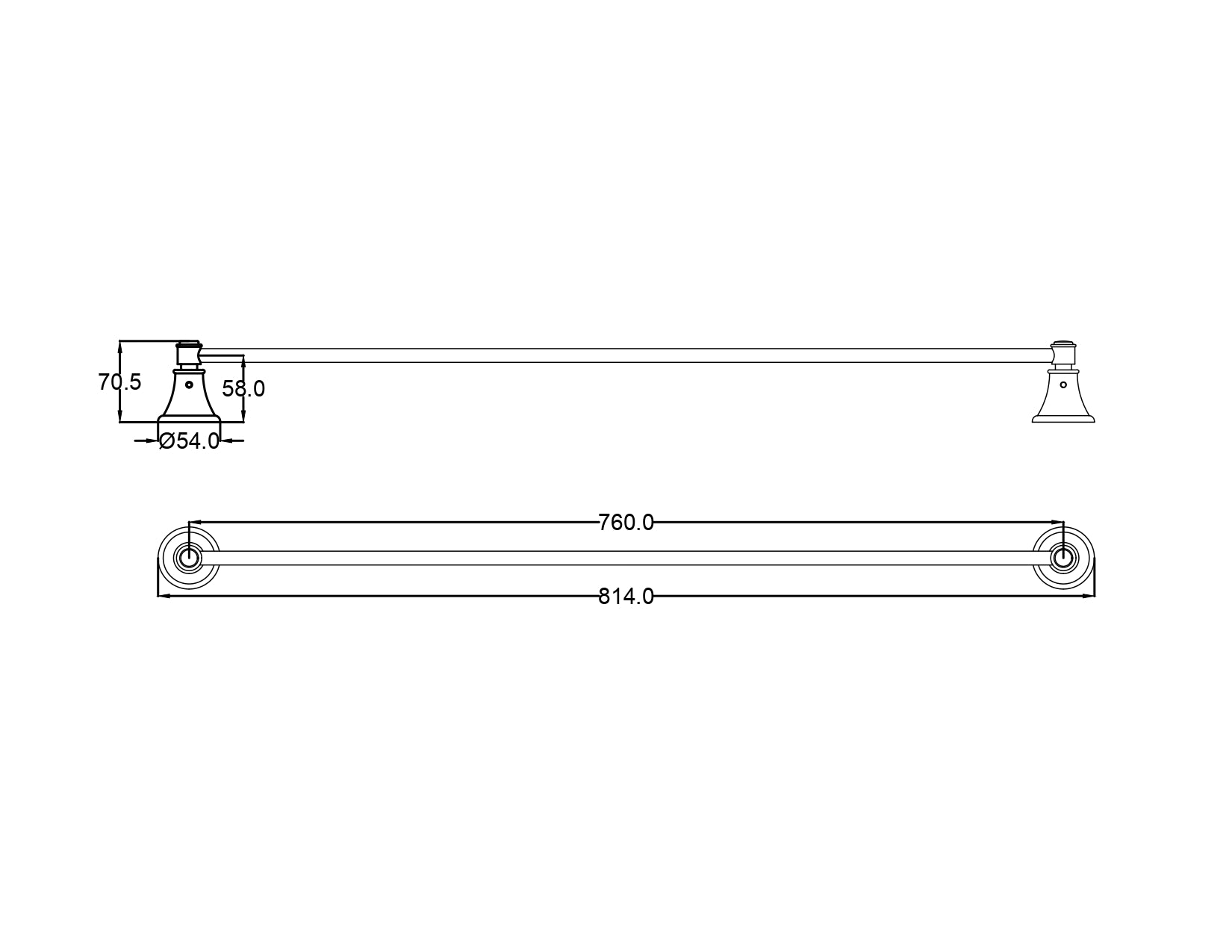 IKON CLASICO NON-HEATED SINGLE TOWEL RAIL CHROME 800MM