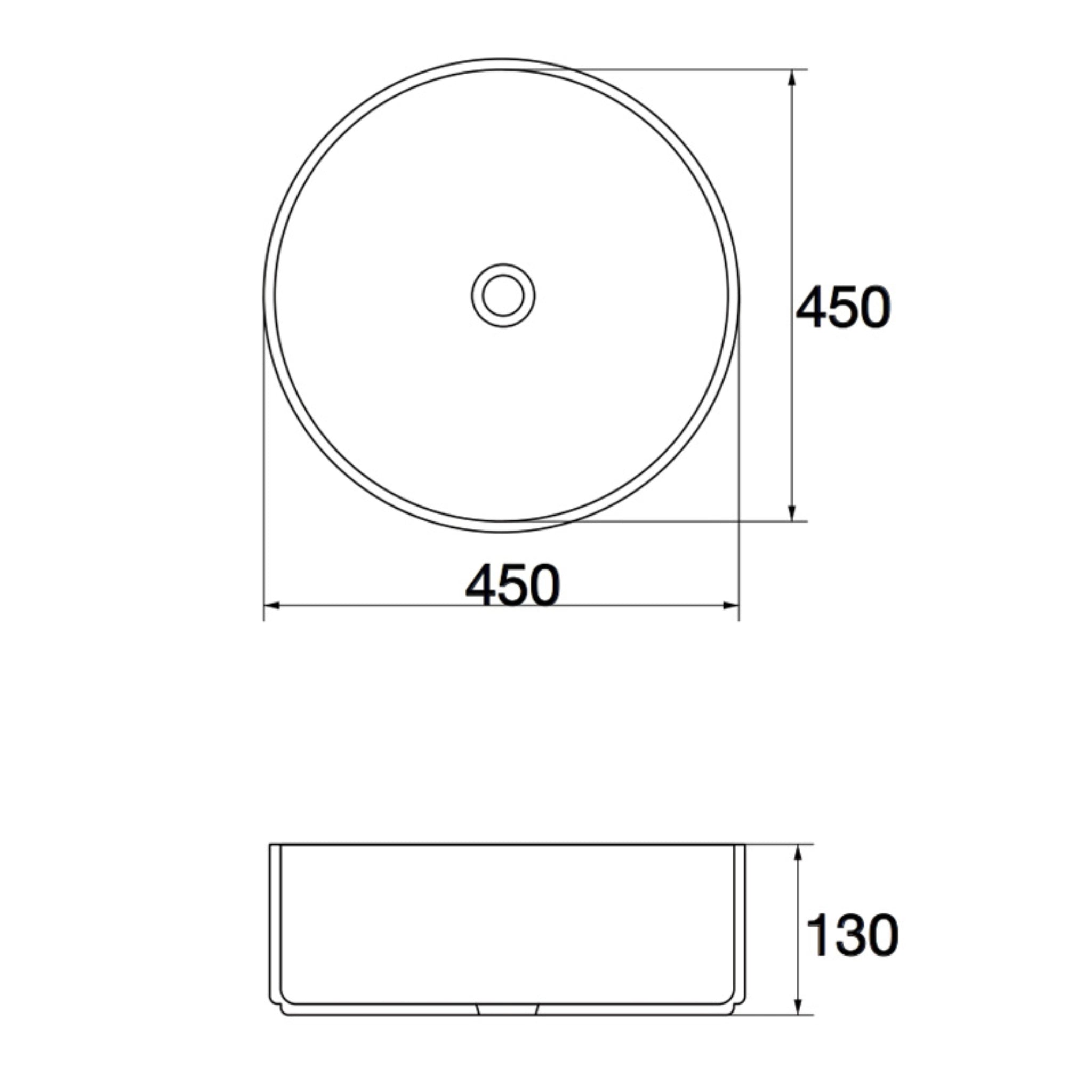 AQUAPERLA CERAMIC ROUND ABOVE COUNTER BASIN MATTE WHITE 450MM