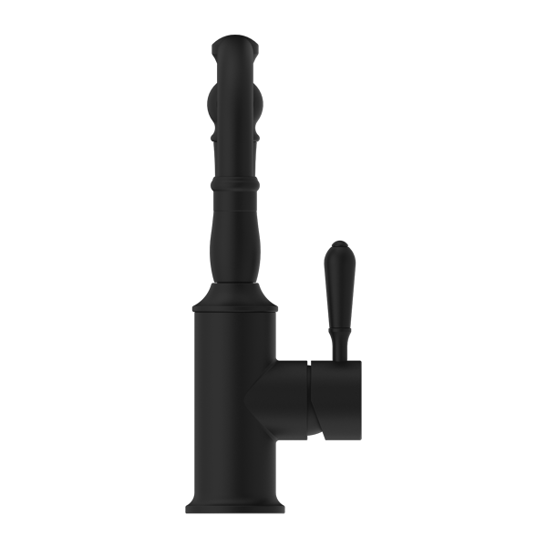 NERO YORK BASIN MIXER WITH METAL LEVER 265MM MATTE BLACK