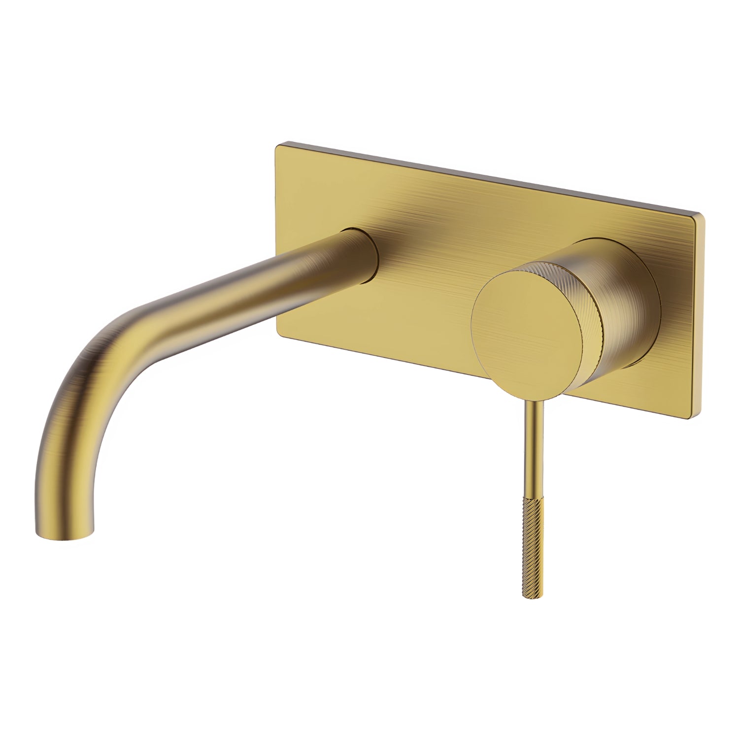 GARETH ASHTON POCO KNURLED WALL BASIN / BATH MIXER SET BRUSHED BRASS (AVAILABLE IN 165MM AND 220MM)