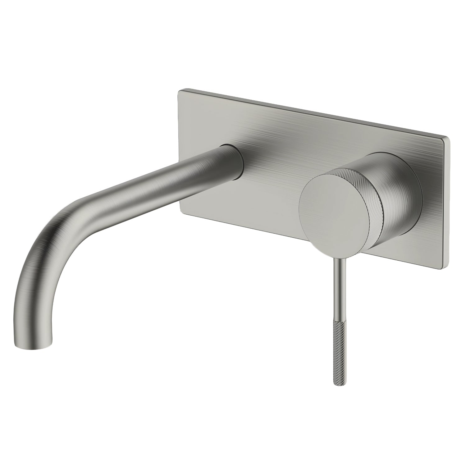 GARETH ASHTON POCO KNURLED WALL BASIN / BATH MIXER SET BRUSHED NICKEL (AVAILABLE IN 165MM AND 220MM)