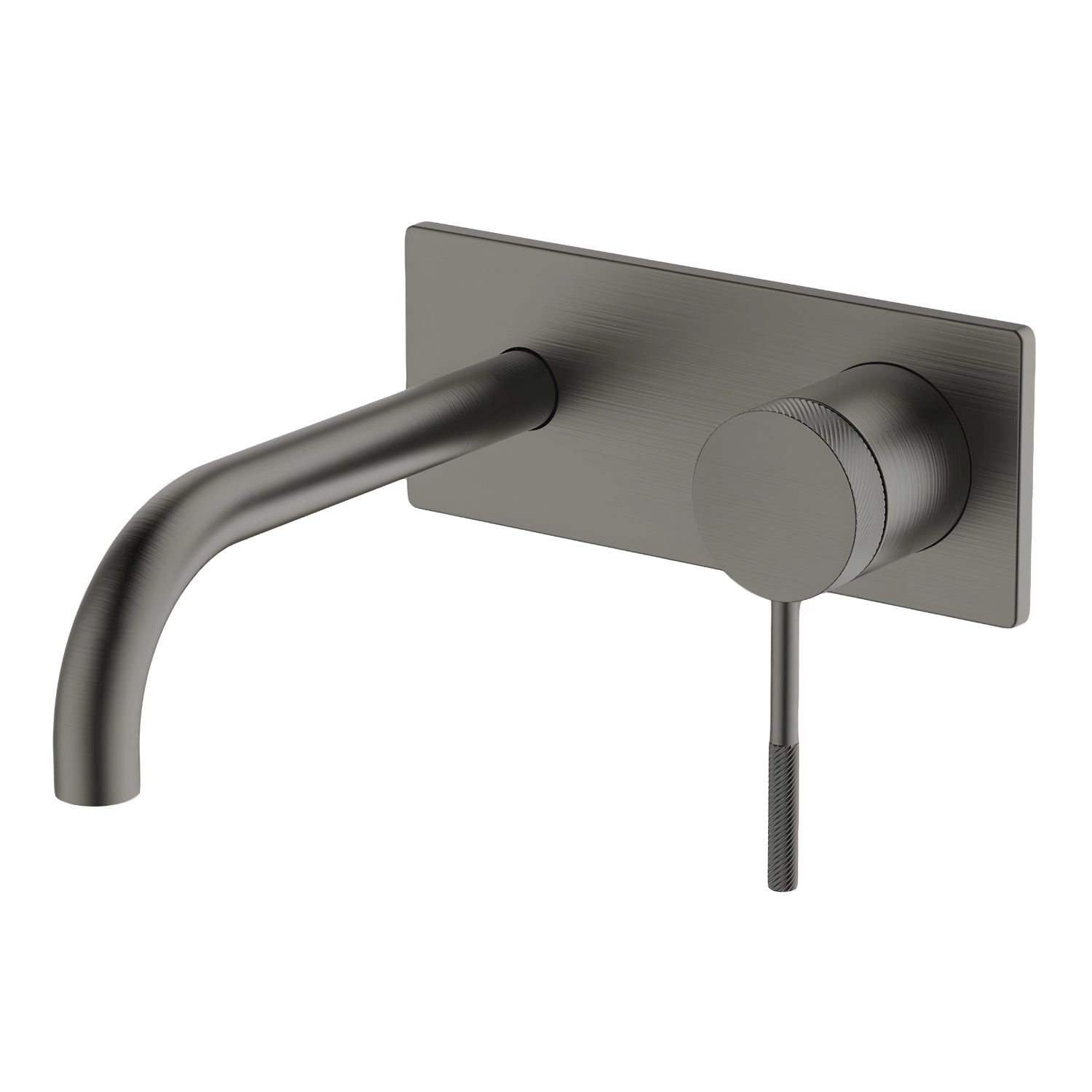 GARETH ASHTON POCO KNURLED WALL BASIN / BATH MIXER SET GUN METAL (AVAILABLE IN 165MM AND 220MM)