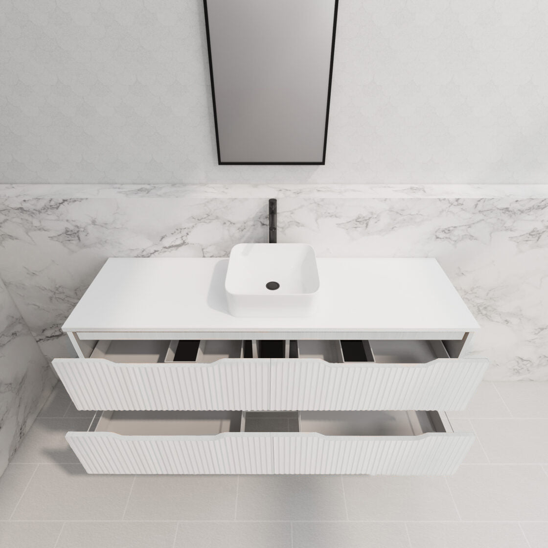 RIVA BALI MATTE WHITE 1500MM SINGLE BOWL FLOOR STANDING VANITY