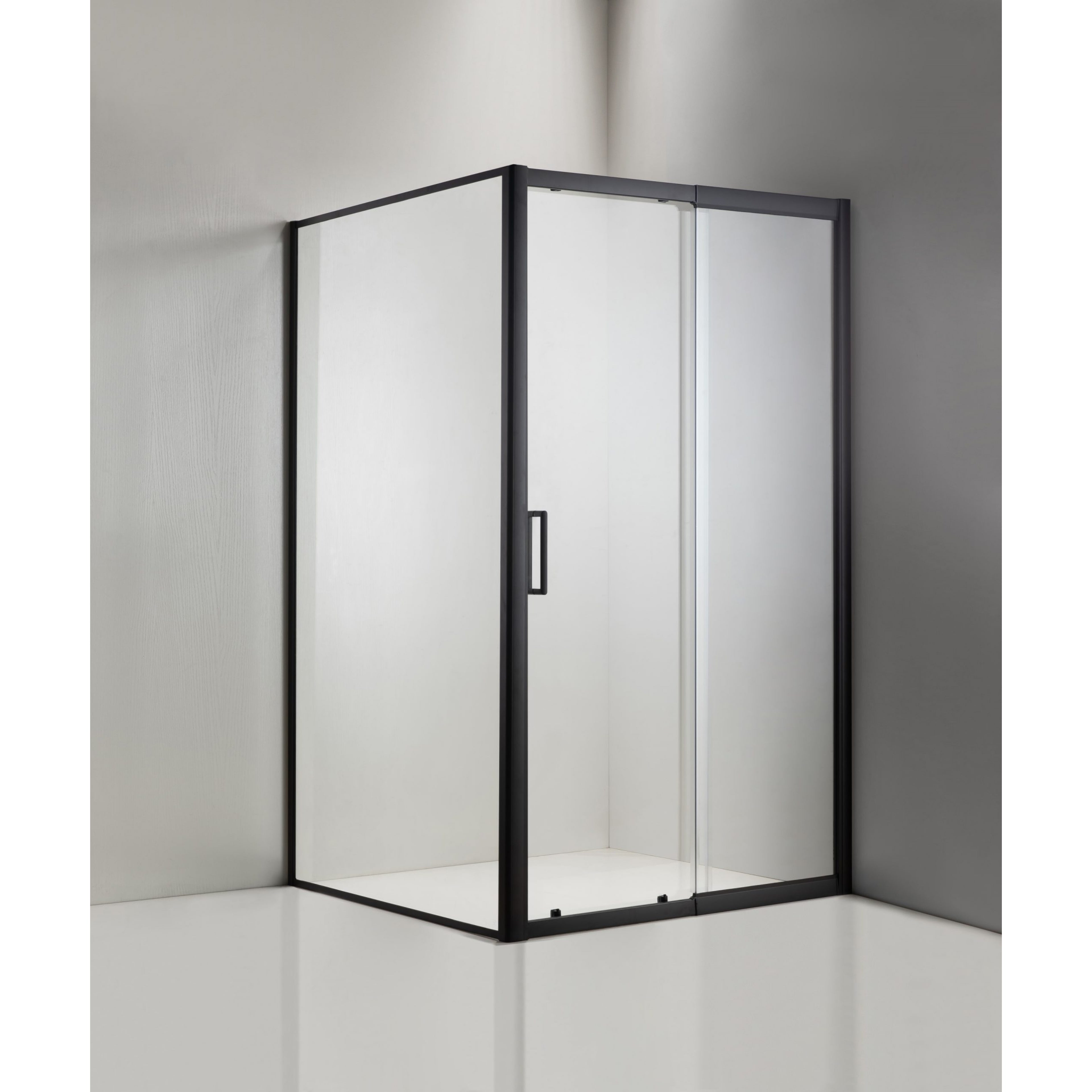 BELLA VISTA MIRAMAR SEMI FRAMED SLIDING FRONT AND RETURN PANEL SHOWER SCREEN BLACK