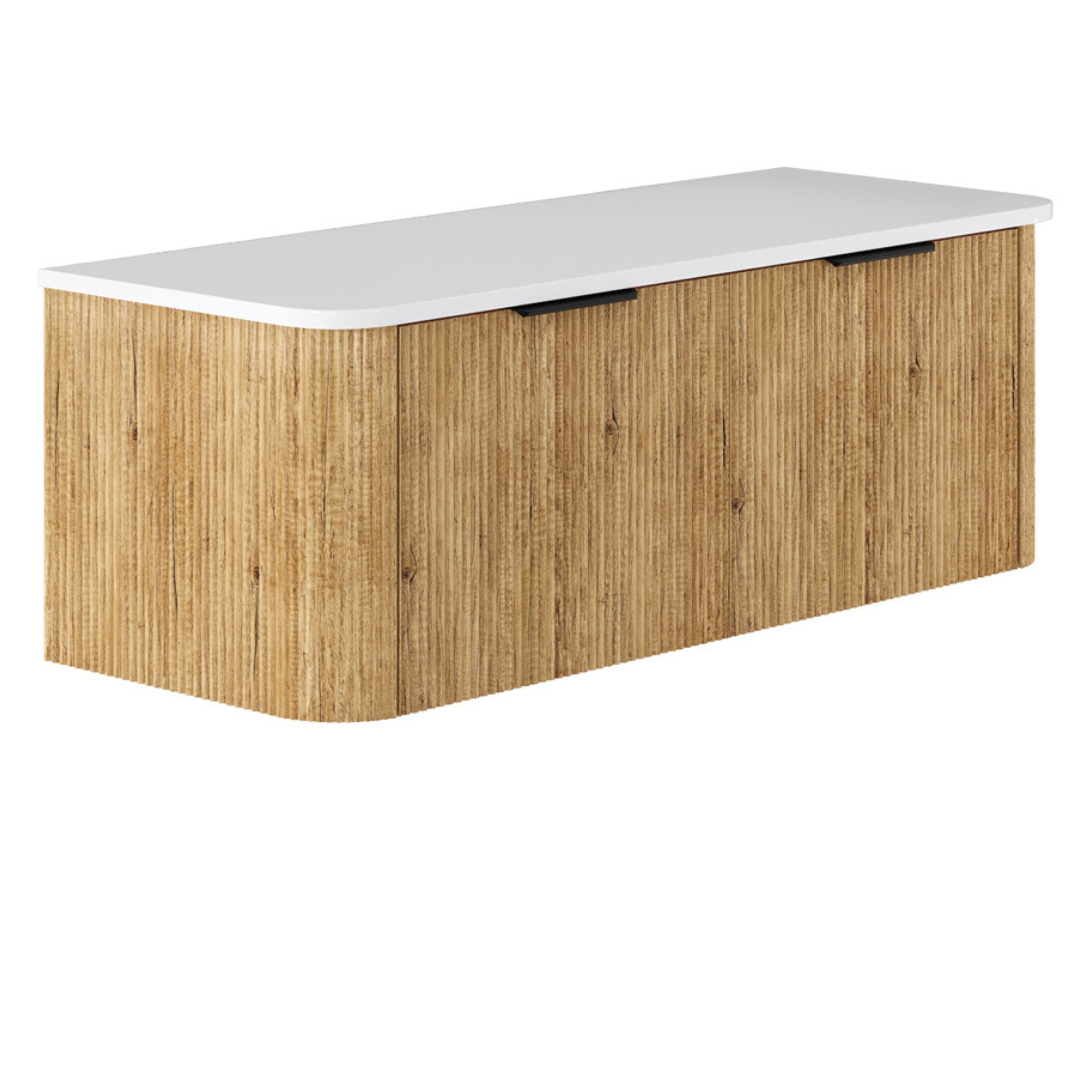 FIENZA MINKA SCANDI OAK FLUTED 1200MM CURVE SINGLE BOWL WALL HUNG VANITY